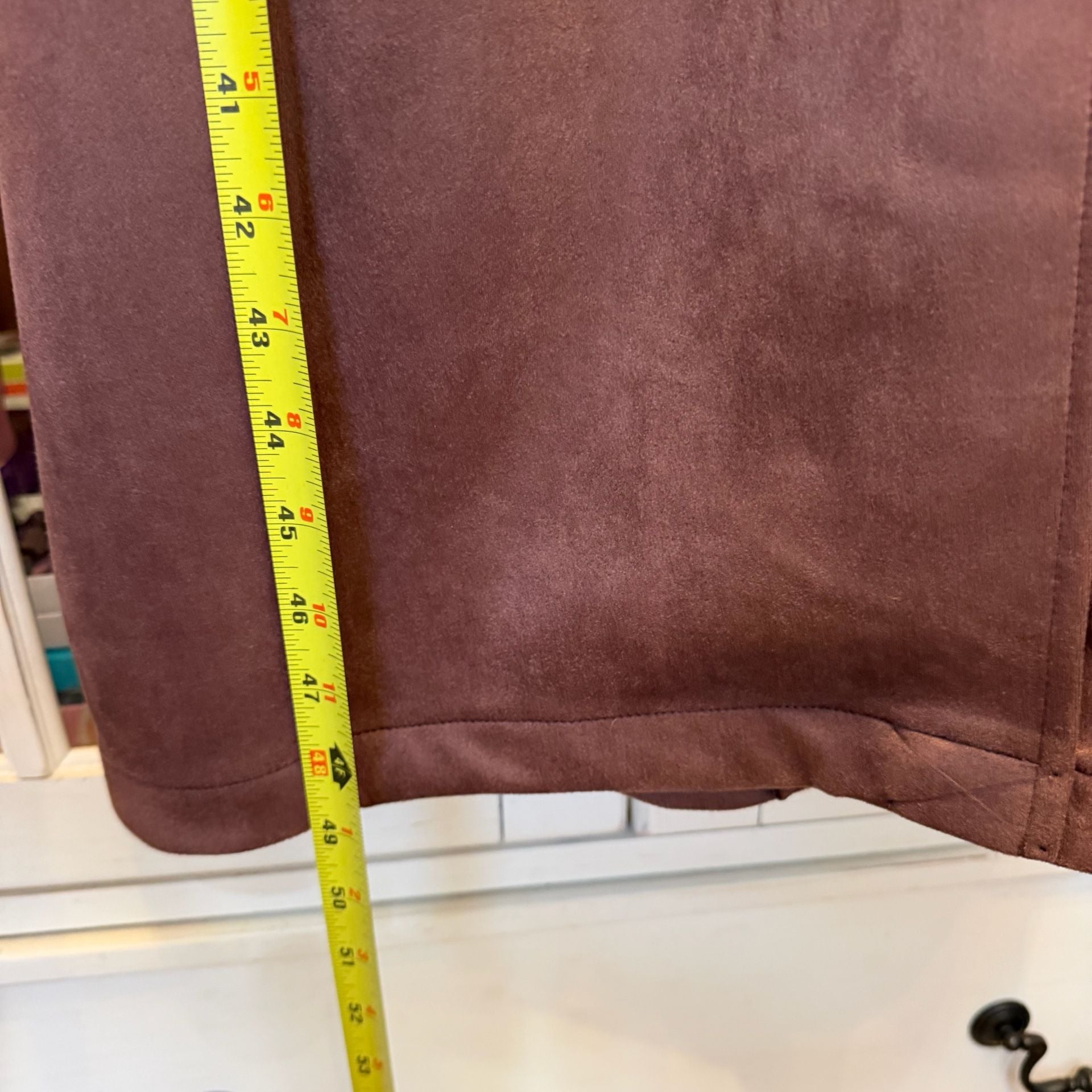 A New Day Faux Suede Trench Coat Size S Brown Belted Double Breasted 9