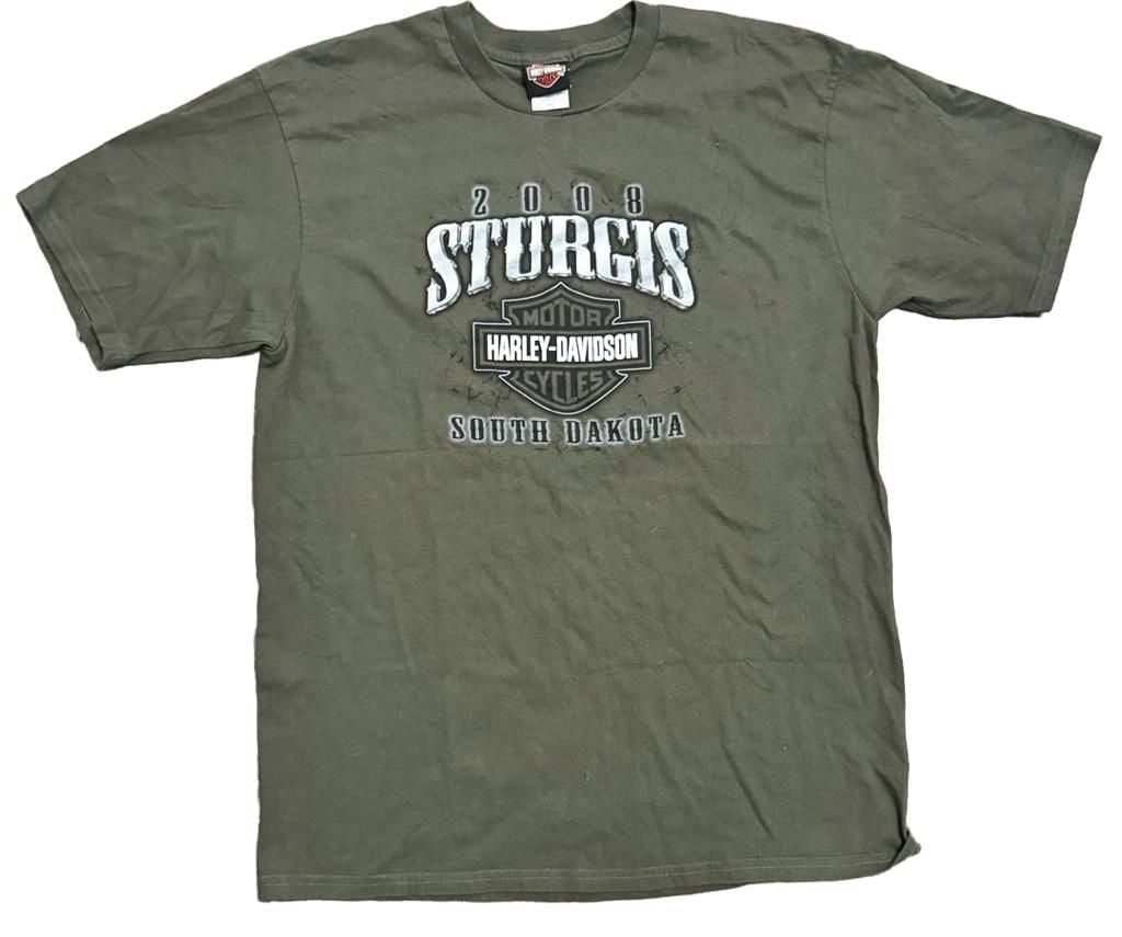 Harley-Davidson 2008 Sturgis South Dakota T-Shirt Size XL Olive Green 2