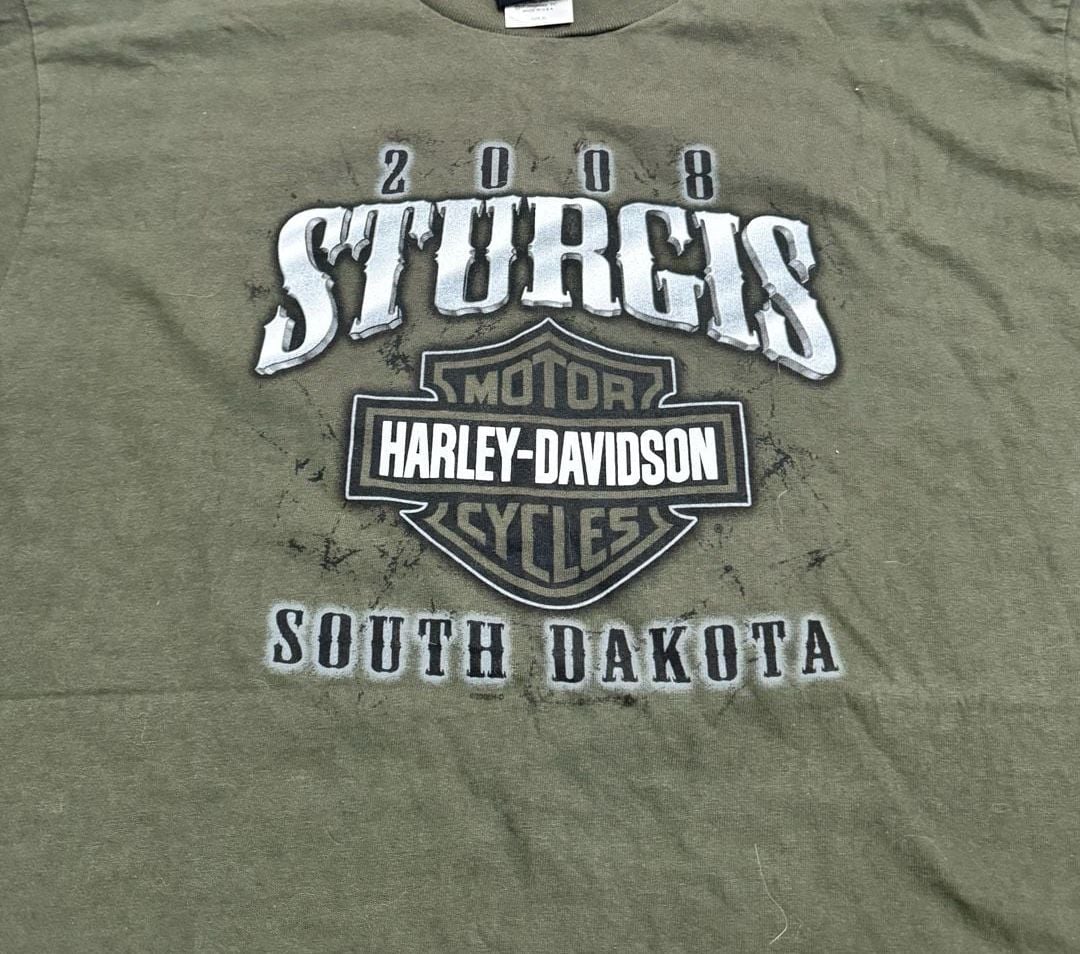 Harley-Davidson 2008 Sturgis South Dakota T-Shirt Size XL Olive Green 3