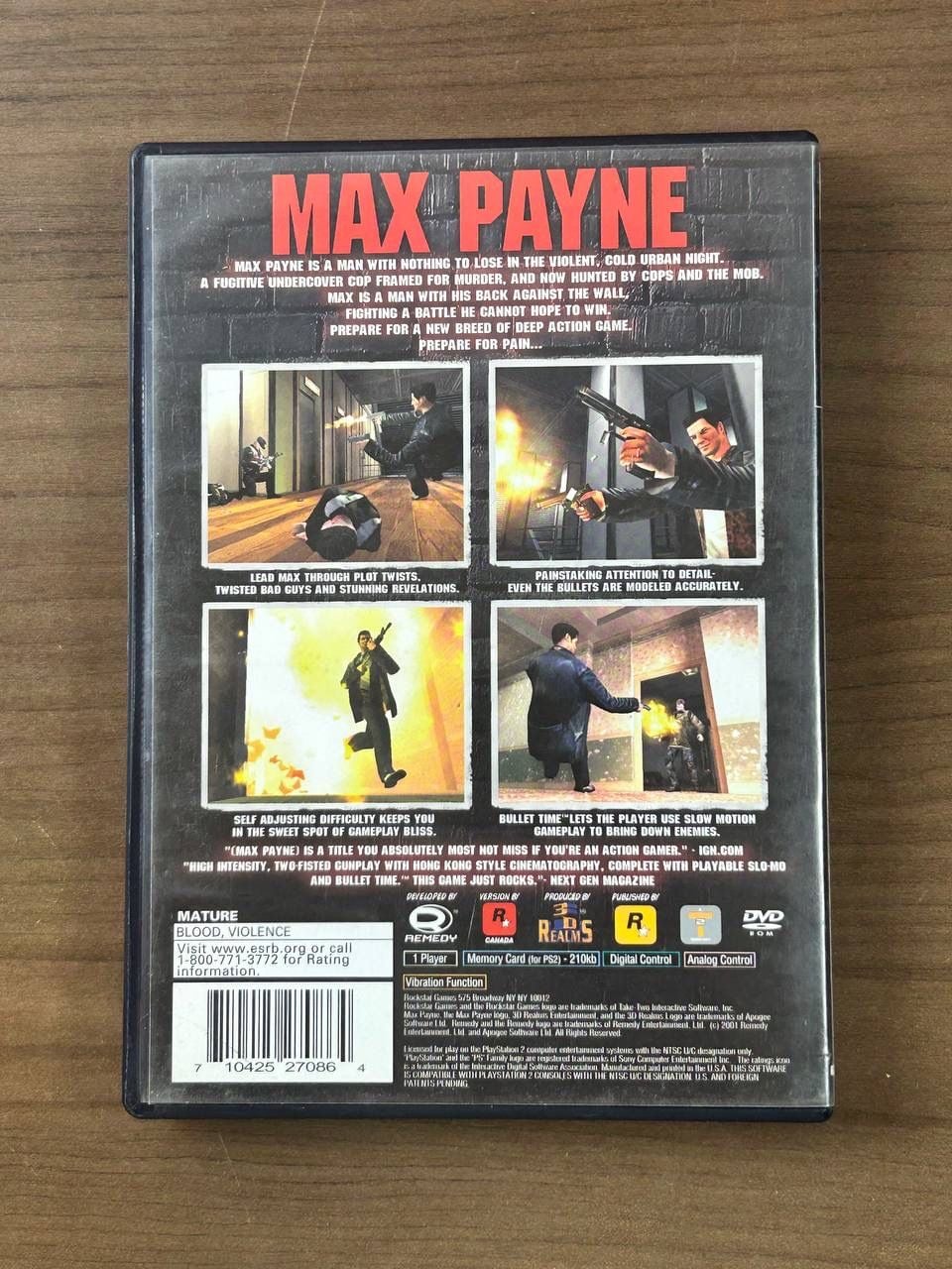 Max Payne Sony PlayStation 2 PS2 2001 CIB Complete w/ Manual & Case 3