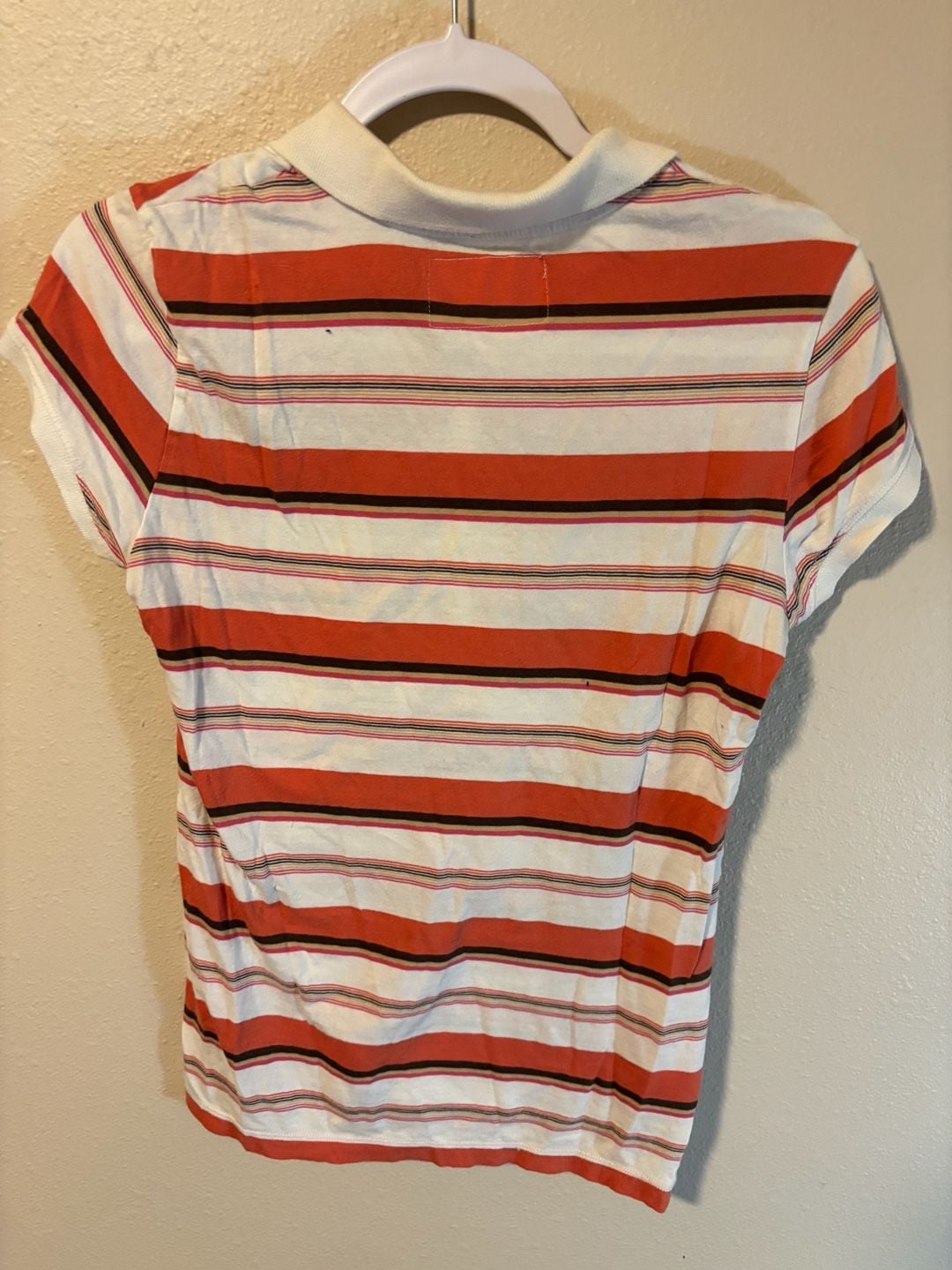 Aeropostale Striped Polo Shirt Size M Red White Short Sleeve Y2K 3