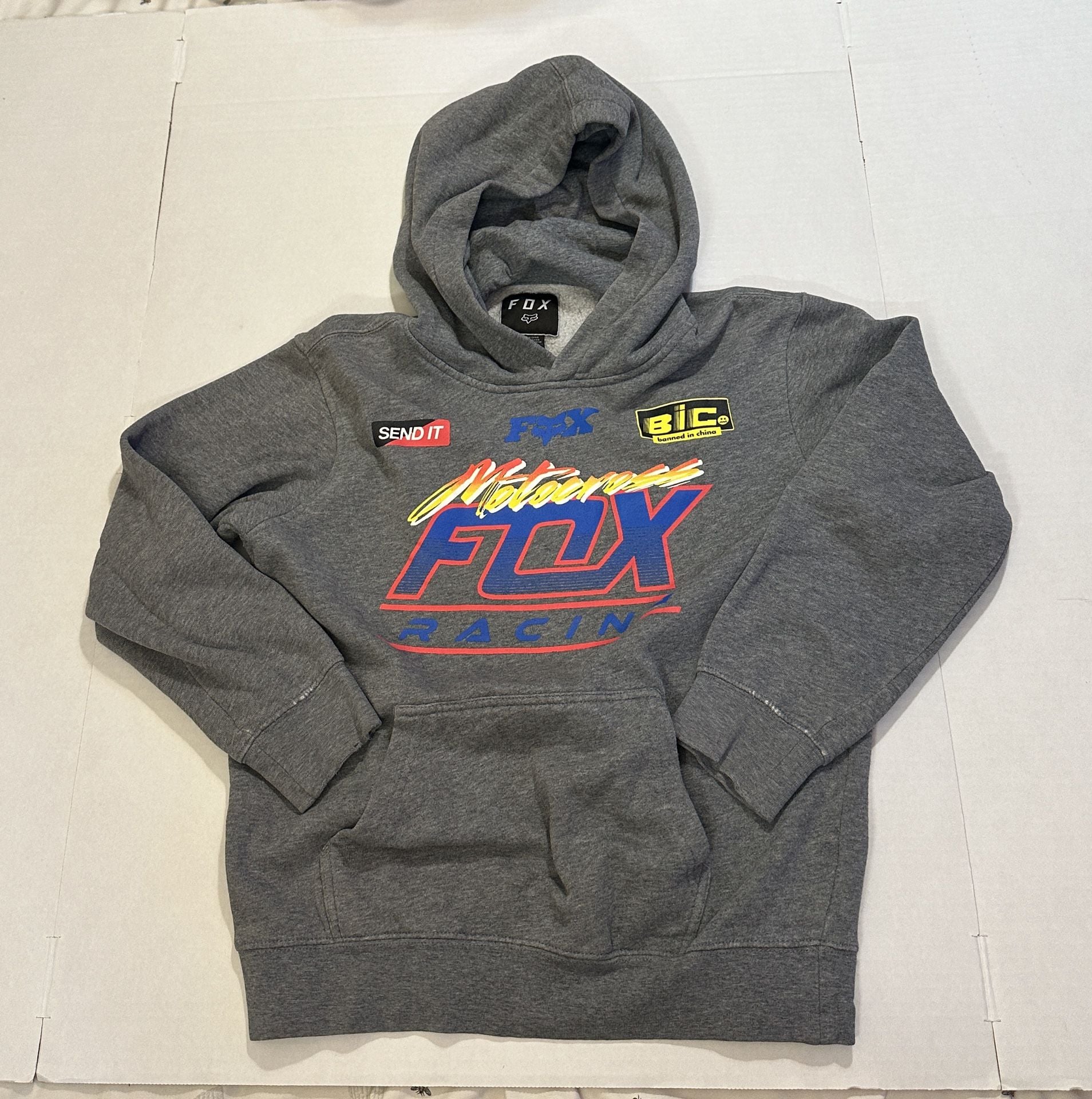 Fox Racing Motocross Graphic Hoodie Size YL Gray Youth Large Pullover 2