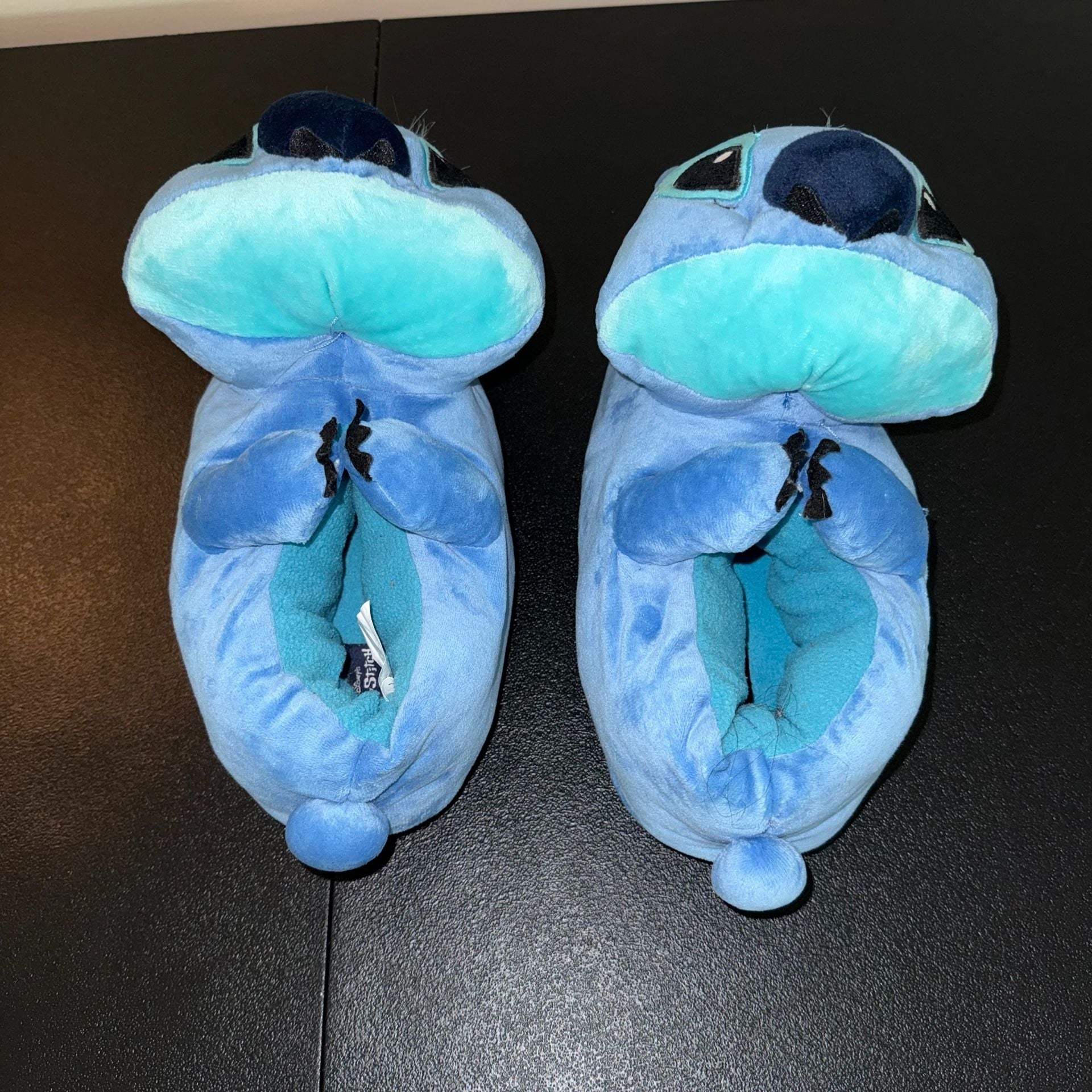 Disney Lilo & Stitch Slippers Size L/XL Blue Faux Fur 9