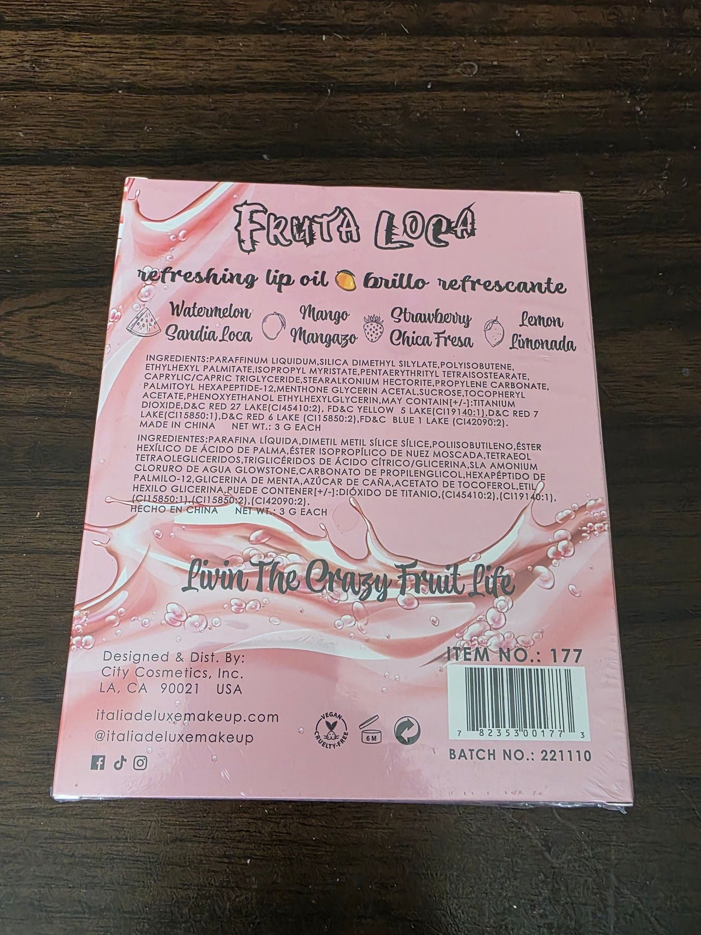 Brand New Italia Deluxe Fruta Loca Refreshing Lip Oil Set 4 Pack 2