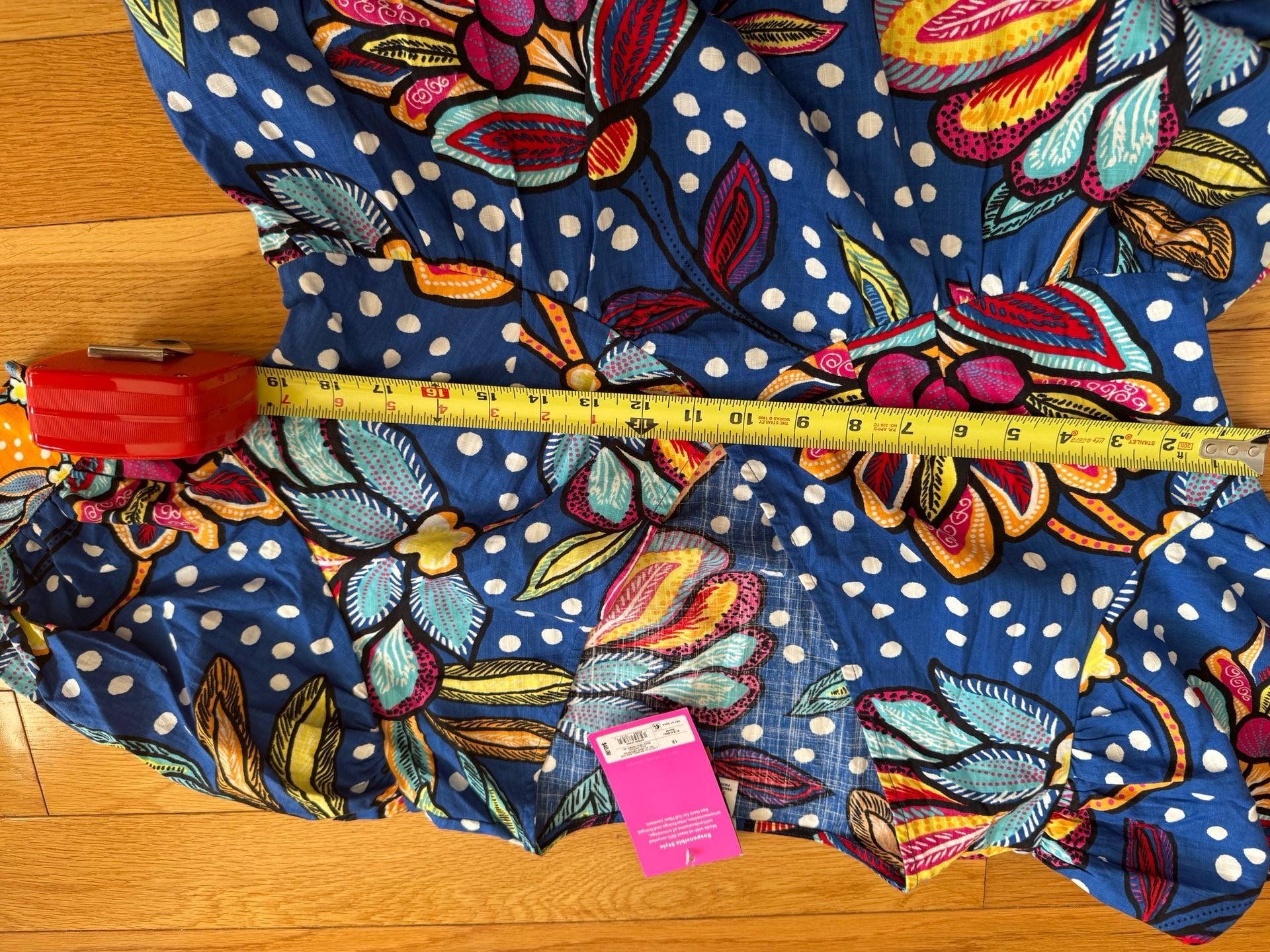 Tabitha Brown Puff Sleeve Midi Dress Size 12 Blue Floral Polka Dot , summer boho. 7