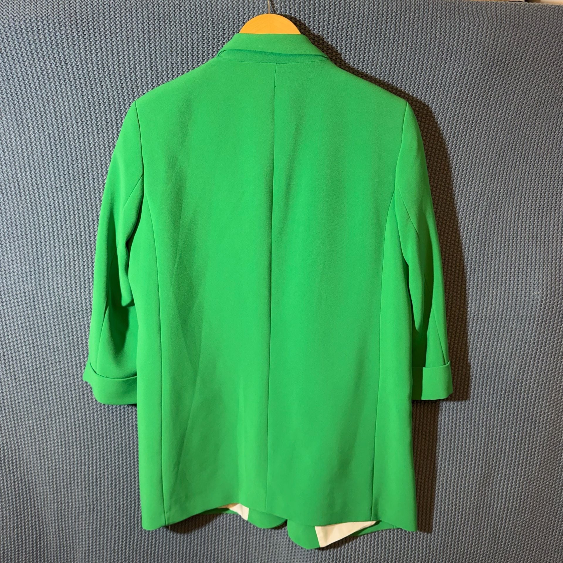 Zara Basic Collection Blazer Size M Green Open Front Pearl Button 5