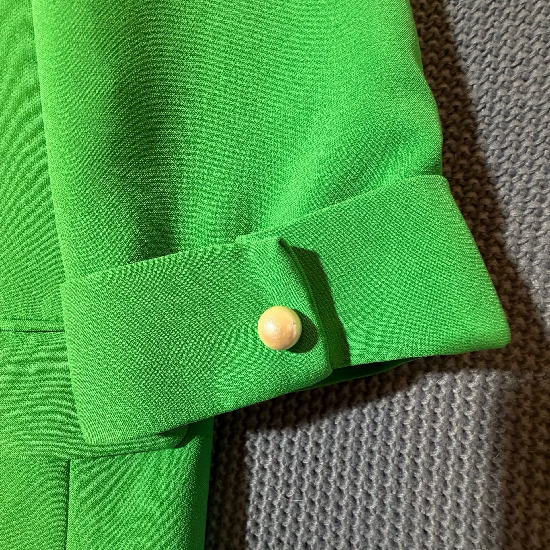 Zara Basic Collection Blazer Size M Green Open Front Pearl Button 7