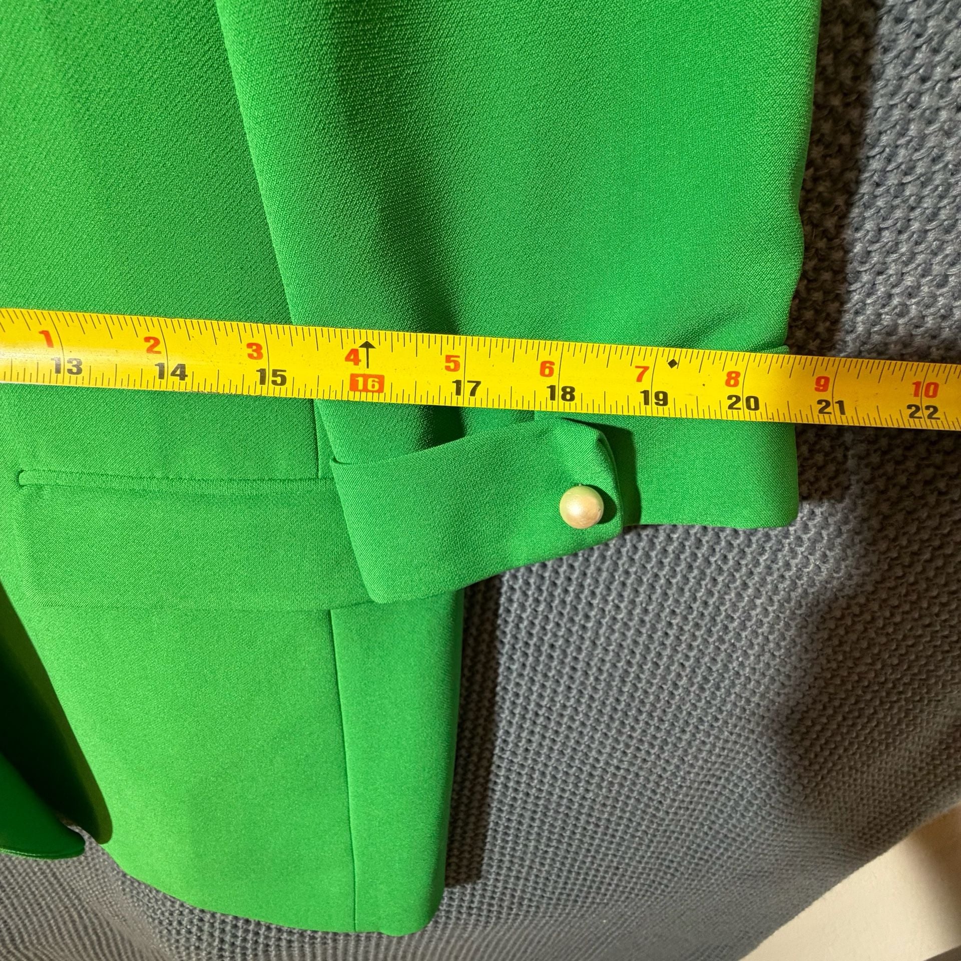 Zara Basic Collection Blazer Size M Green Open Front Pearl Button 9