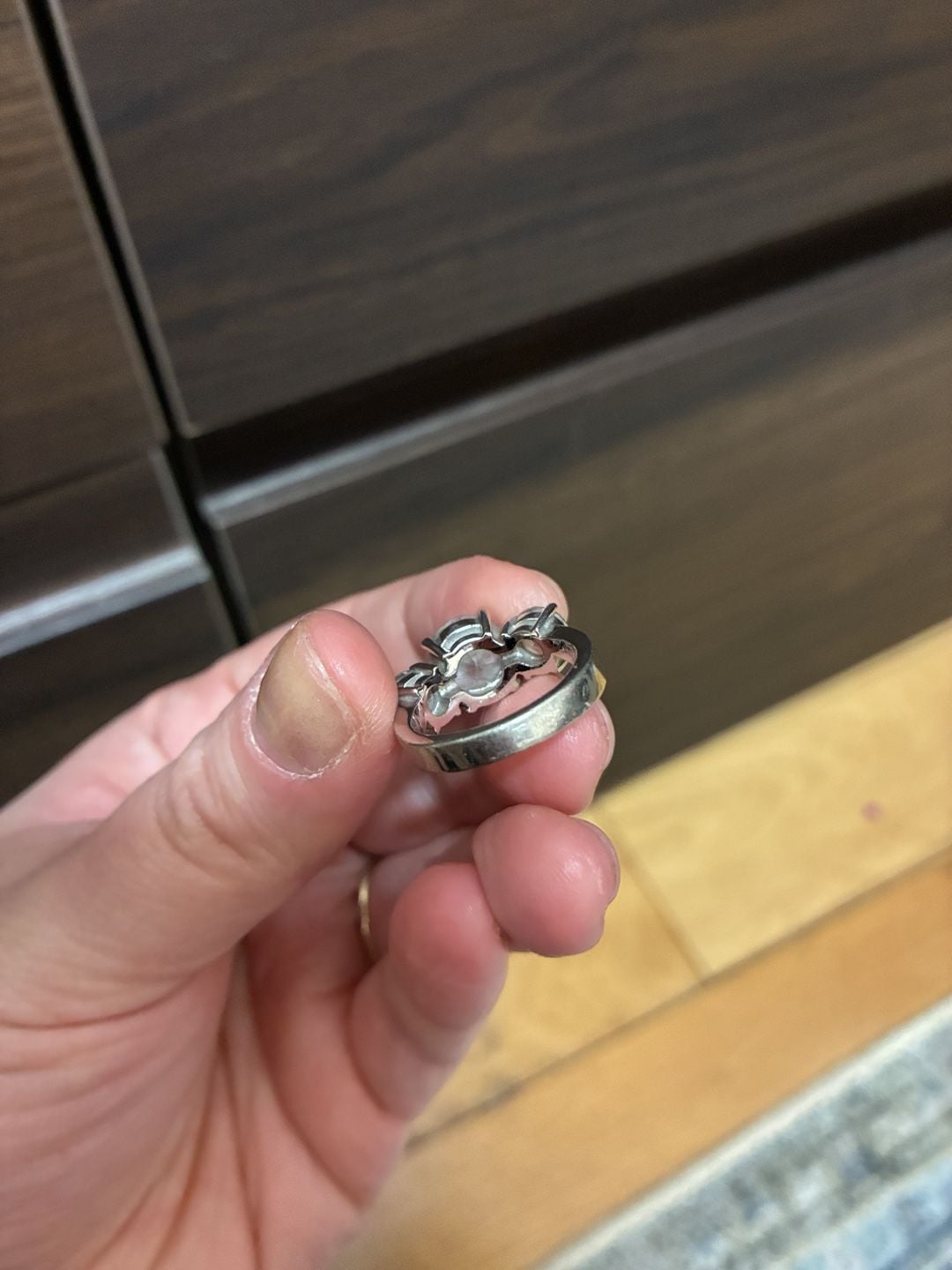 Y2K Vintage Three-Stone Cubic Zirconia Ring Silver Tone 7