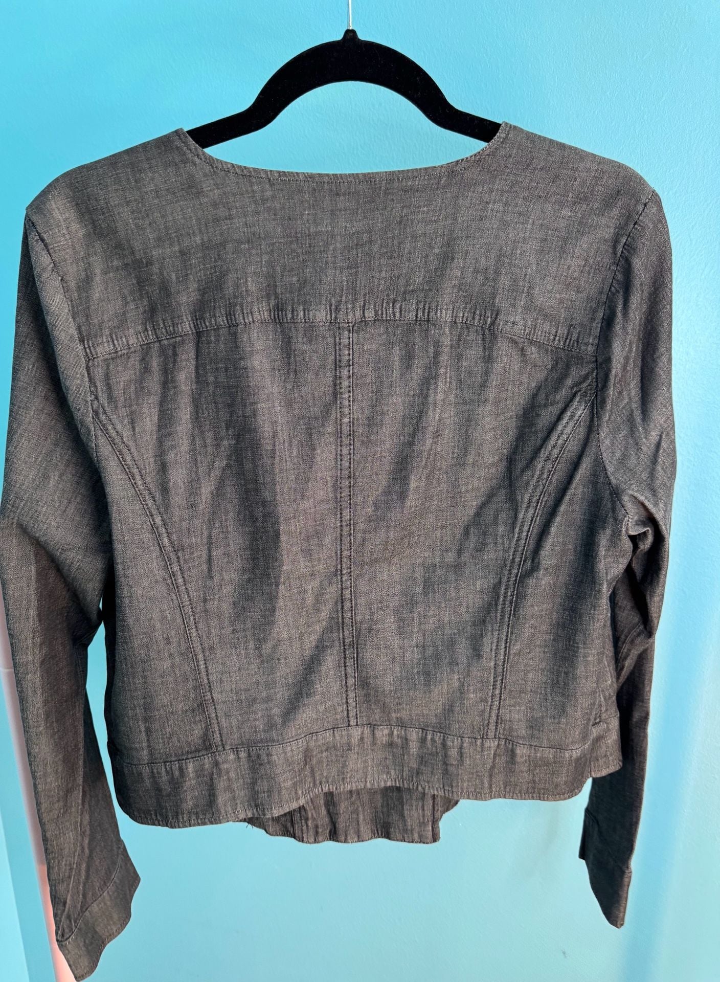 H By Halston Asymmetrical Zip Jacket Size 10 Gray 7