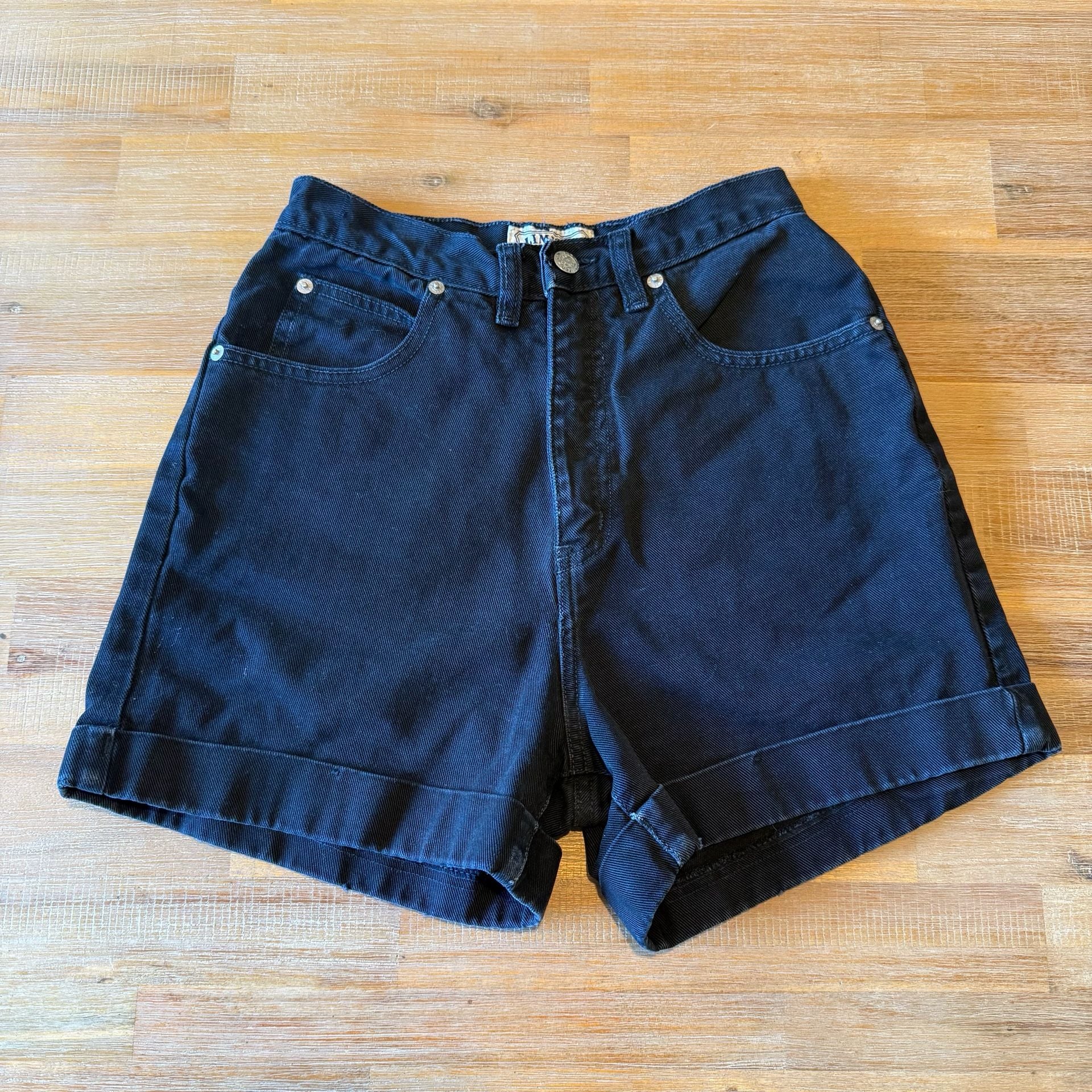 VTG Limited Jeans Black Denim Shorts Womens 6 High Rise Cuffed Mom Shorts USA 2