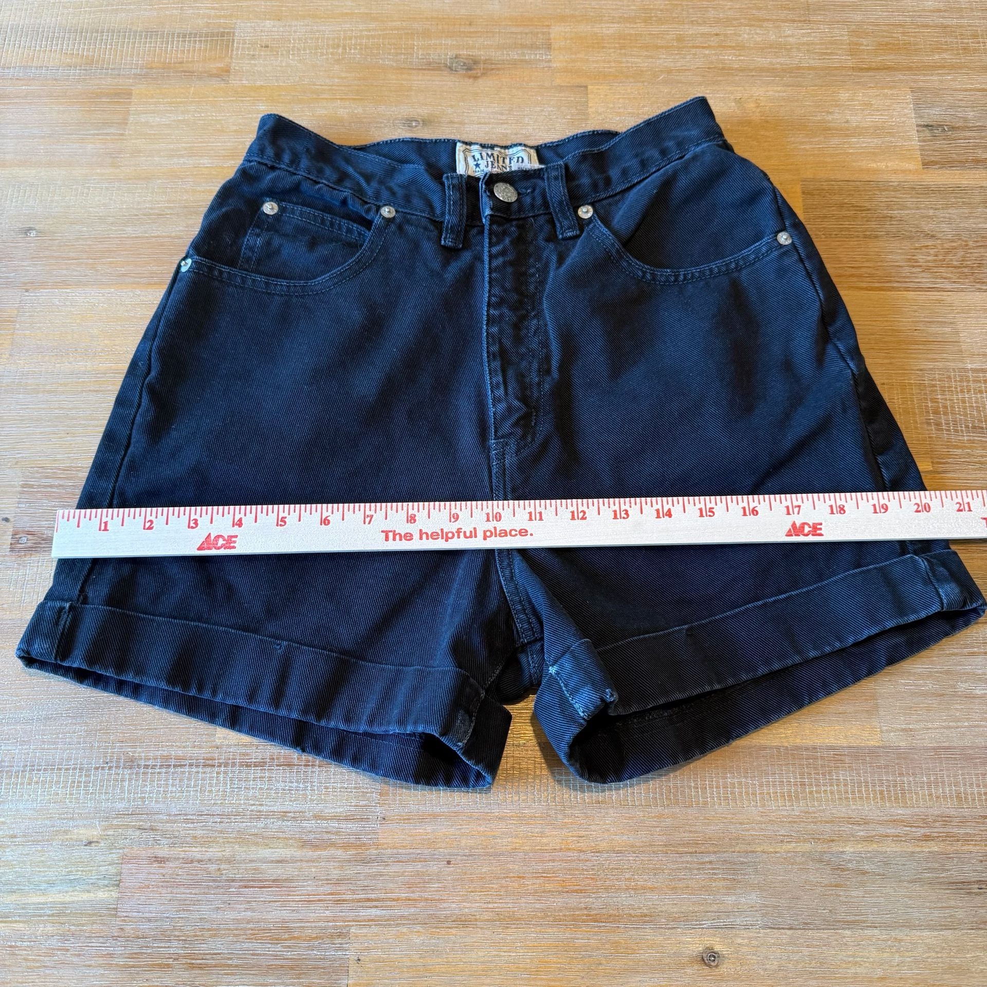 VTG Limited Jeans Black Denim Shorts Womens 6 High Rise Cuffed Mom Shorts USA 9