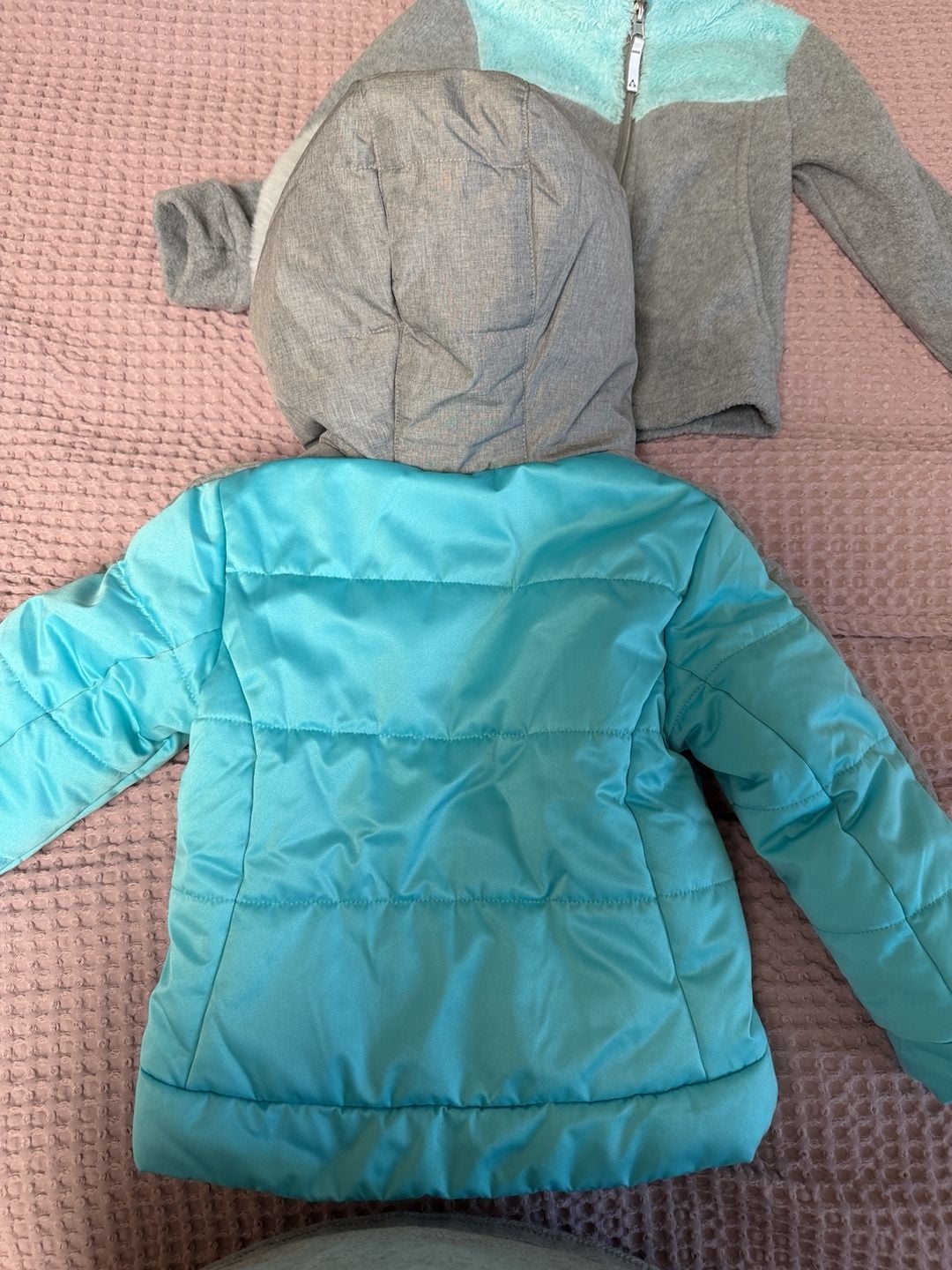 Gerry 3-in-1 Puffer Jacket Size 3T Teal Gray Fleece Hood 5