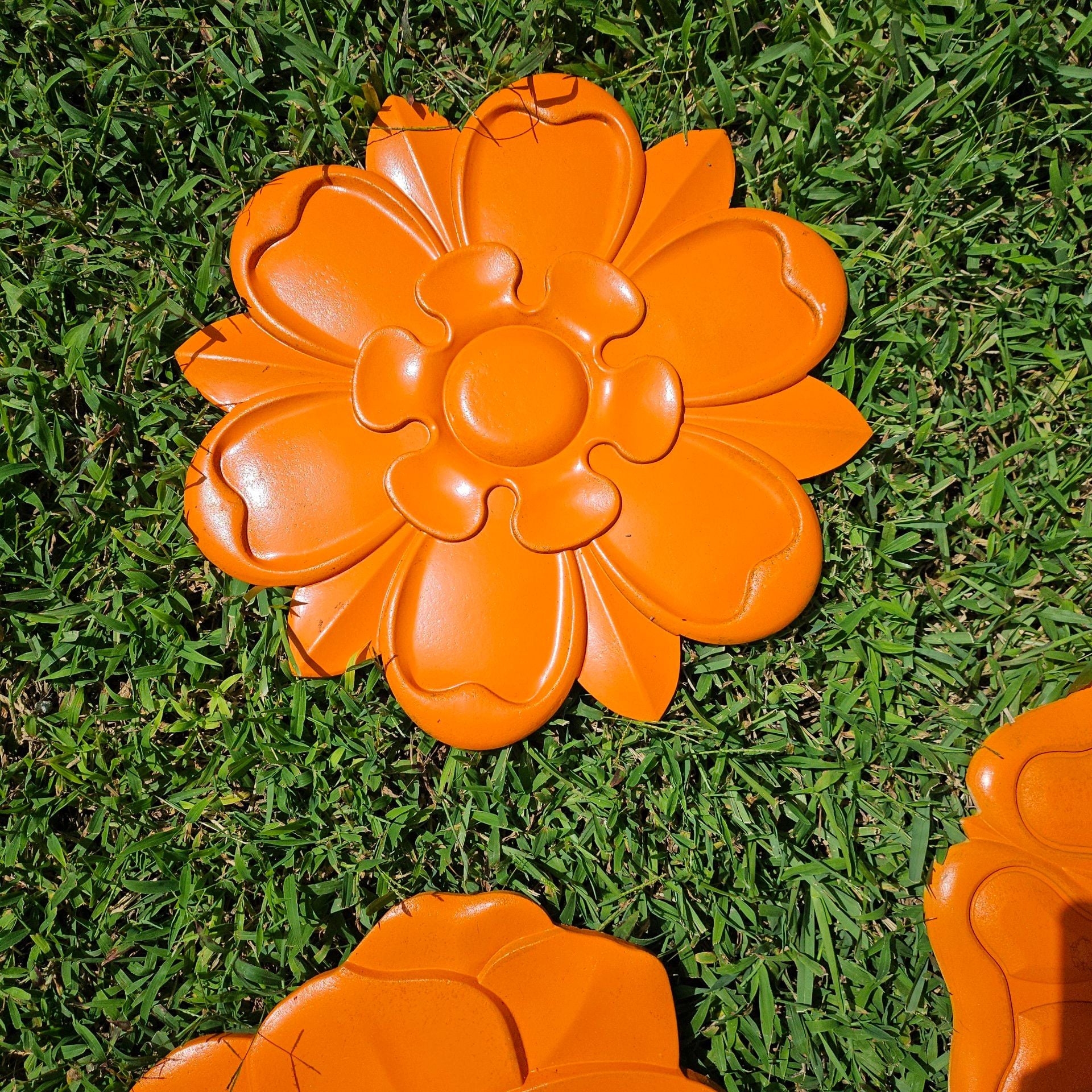Orange Floral Wall Decor Set of 3 4