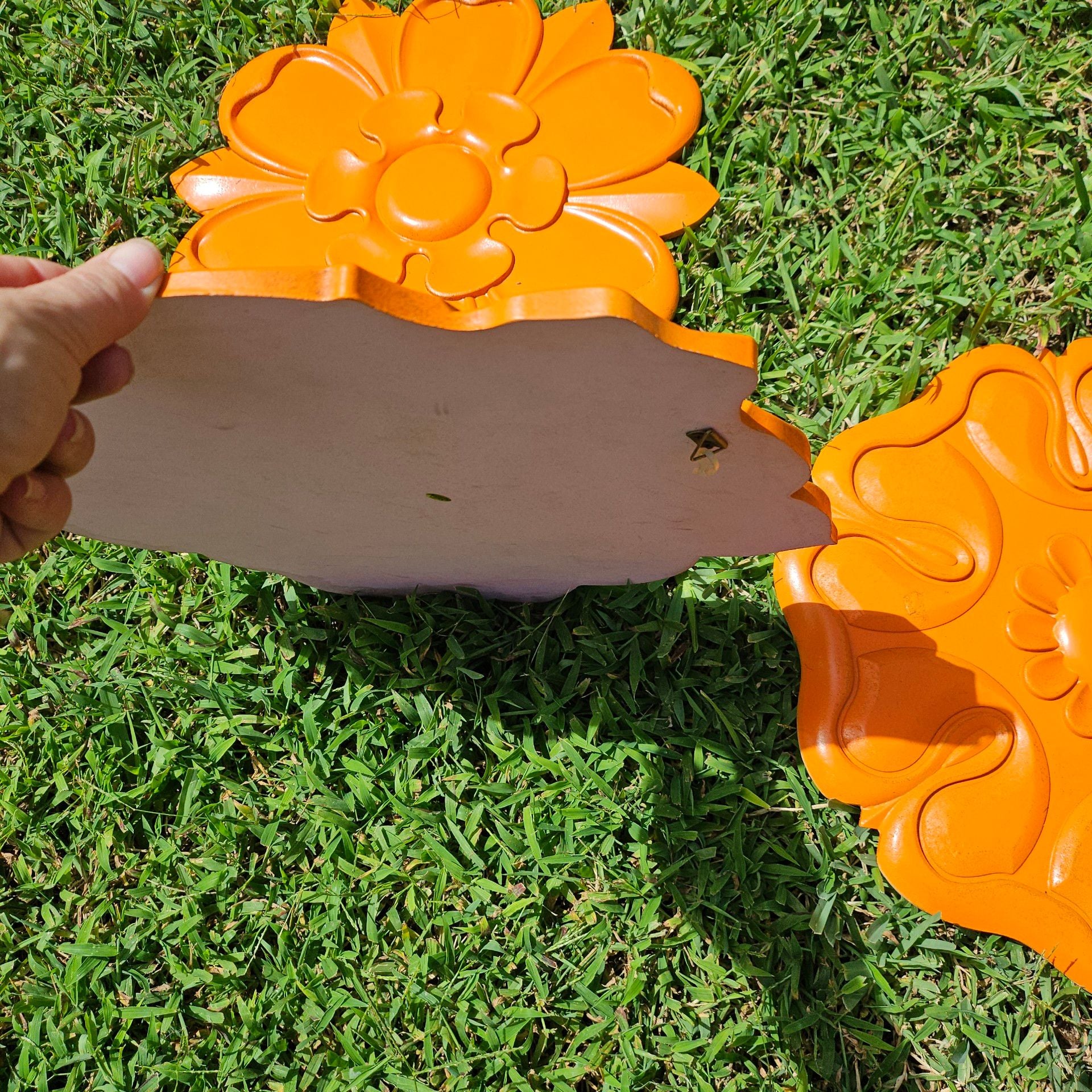 Orange Floral Wall Decor Set of 3 5