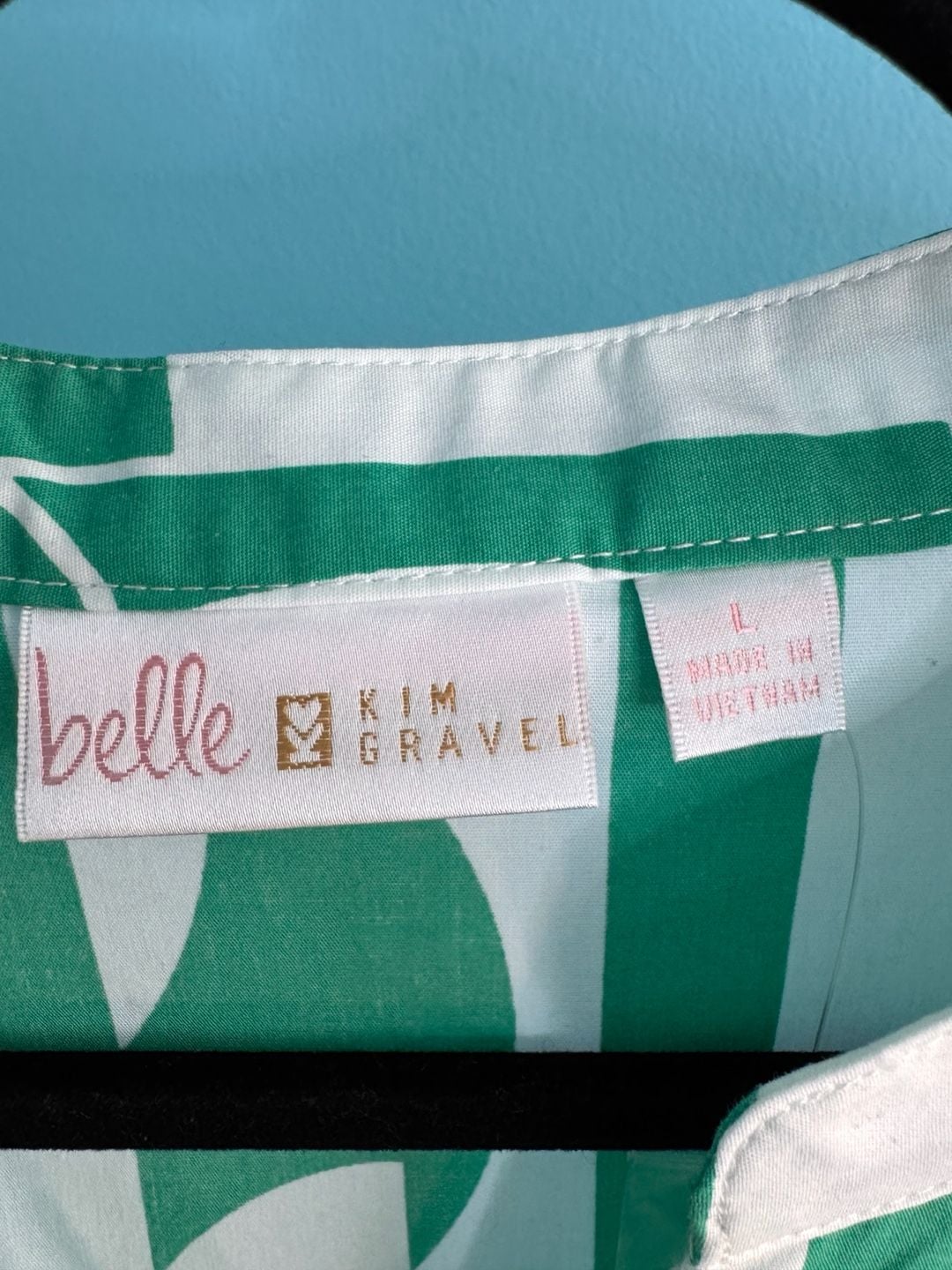 Belle By Kim Gravel Geo Goddess Blouse Size L Green 4