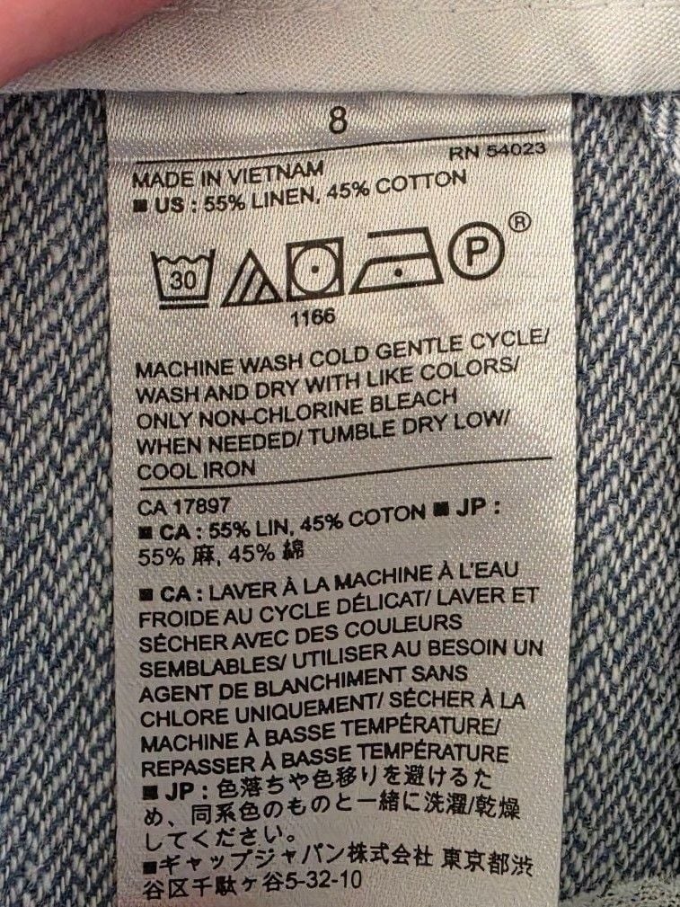 Banana Republic Blake Crop Size 8 Blue Linen Cotton 5