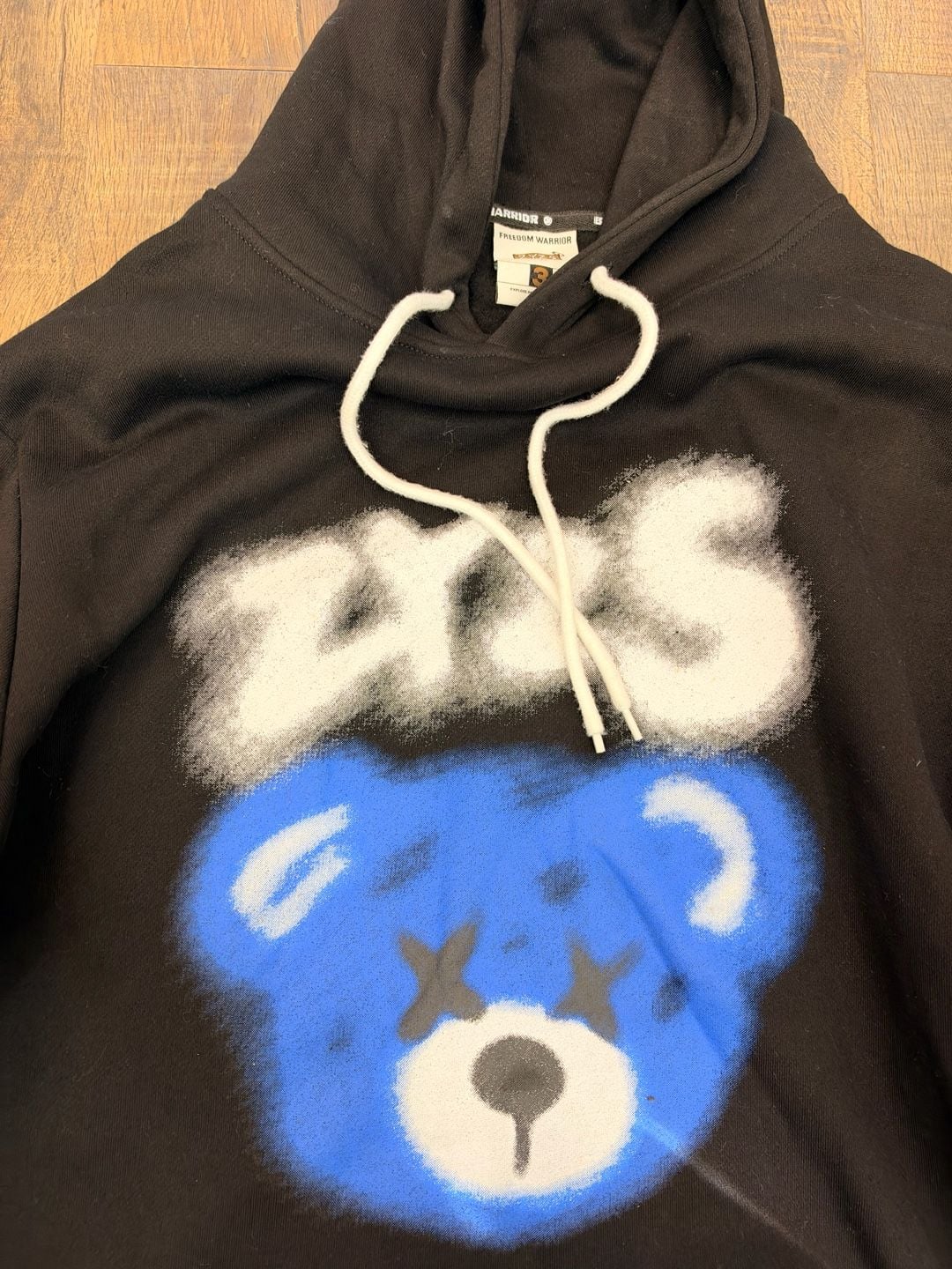 ZYZS Freedom Warrior Bear Graphic Hoodie Size 3 Black 3