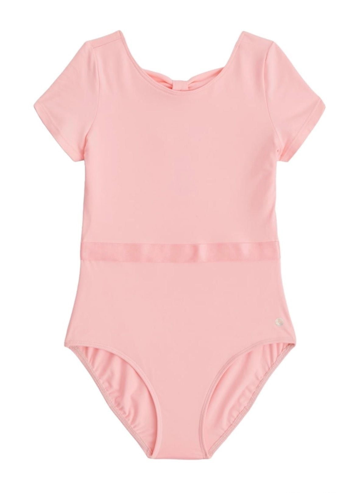 NWT Justice Cap Sleeve Leotard Size XL (16/18) Pink Satin Ribbon Waist Bow Back 4