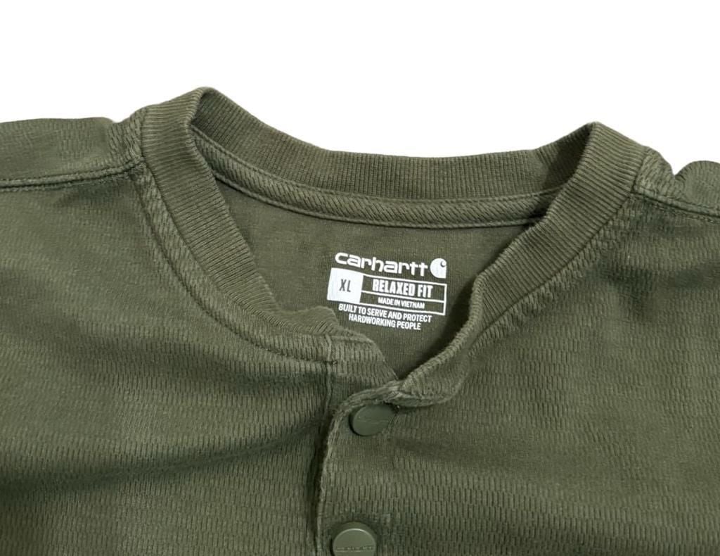 Carhartt Relaxed Fit Long-Sleeve Henley Pocket Shirt Size XL Green 4