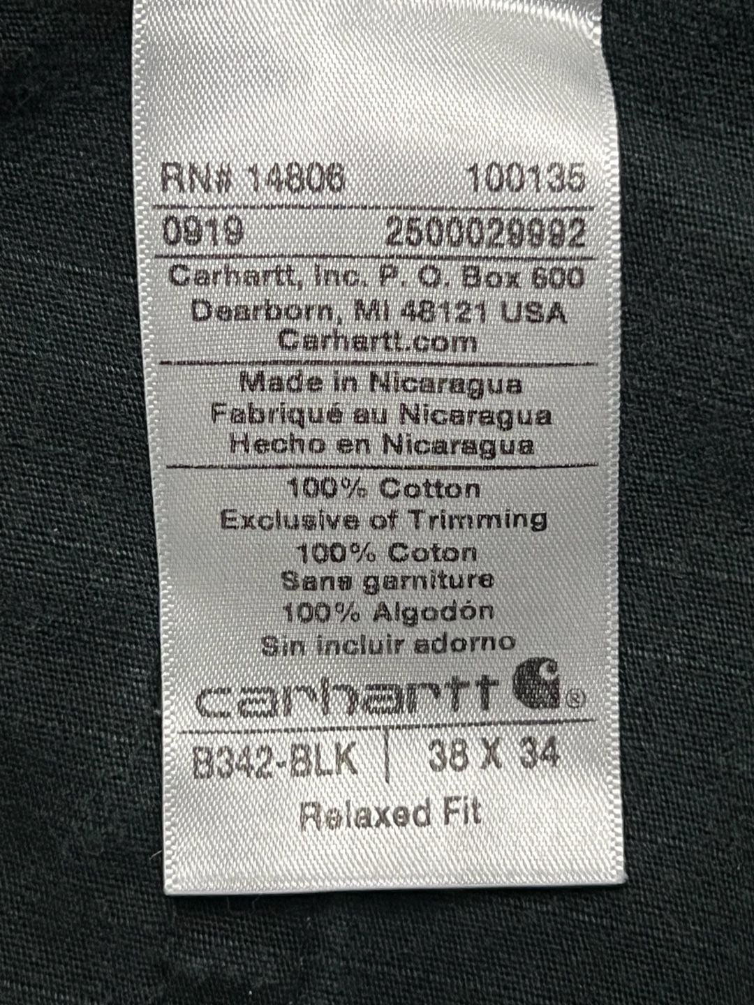 Carhartt B342 Ripstop Cargo Work Pants Size 38x34 Black 4