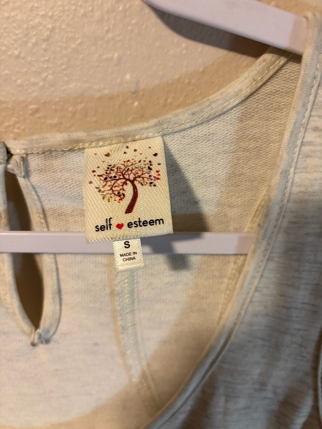Self Esteem Romper Size S Gray White Heather Sleeveless Pocket Drawstring 4