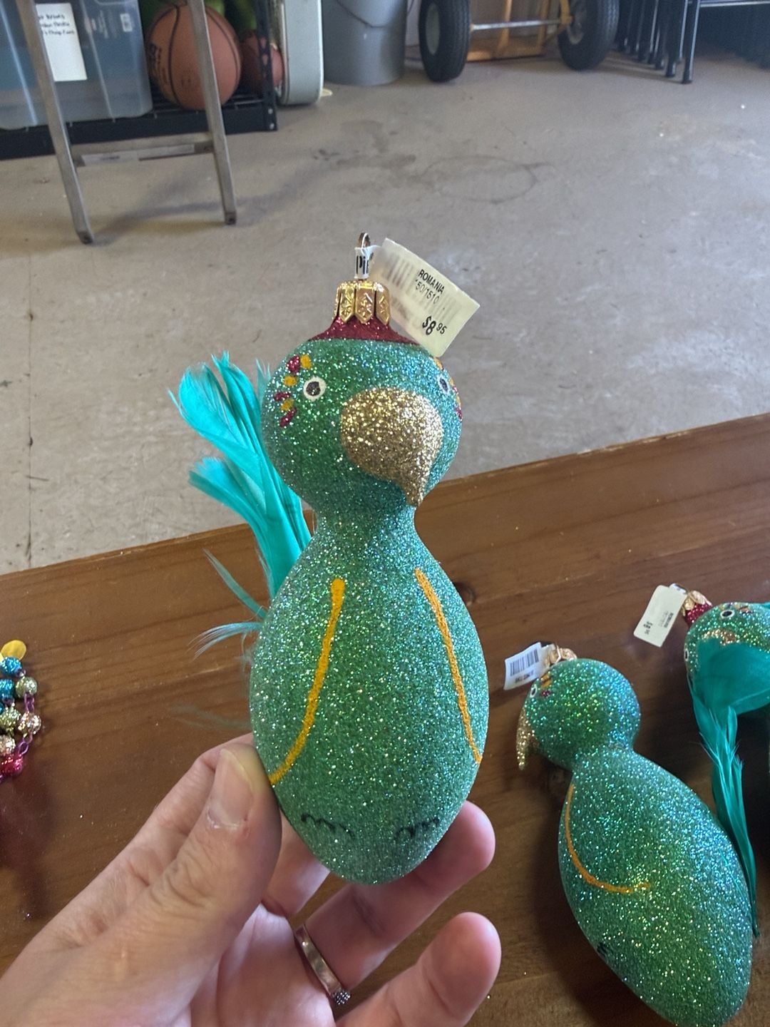 Romania Glass Glitter Parrot Bird Christmas Ornament Set Of 3 1