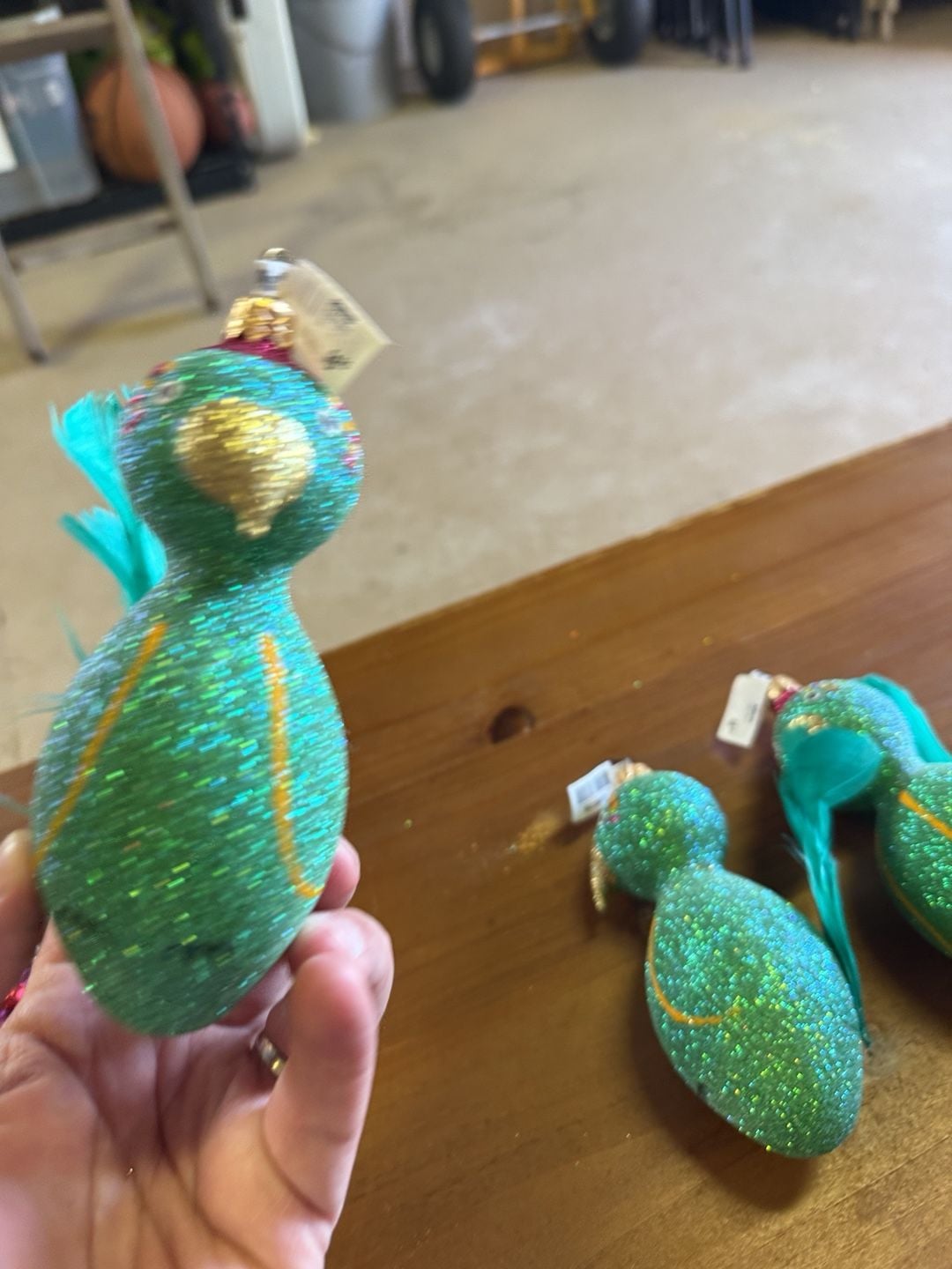 Romania Glass Glitter Parrot Bird Christmas Ornament Set Of 3 2