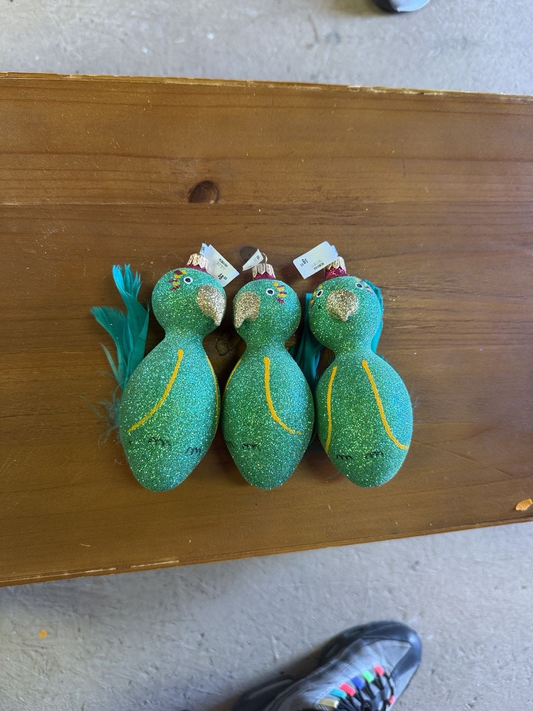 Romania Glass Glitter Parrot Bird Christmas Ornament Set Of 3 4