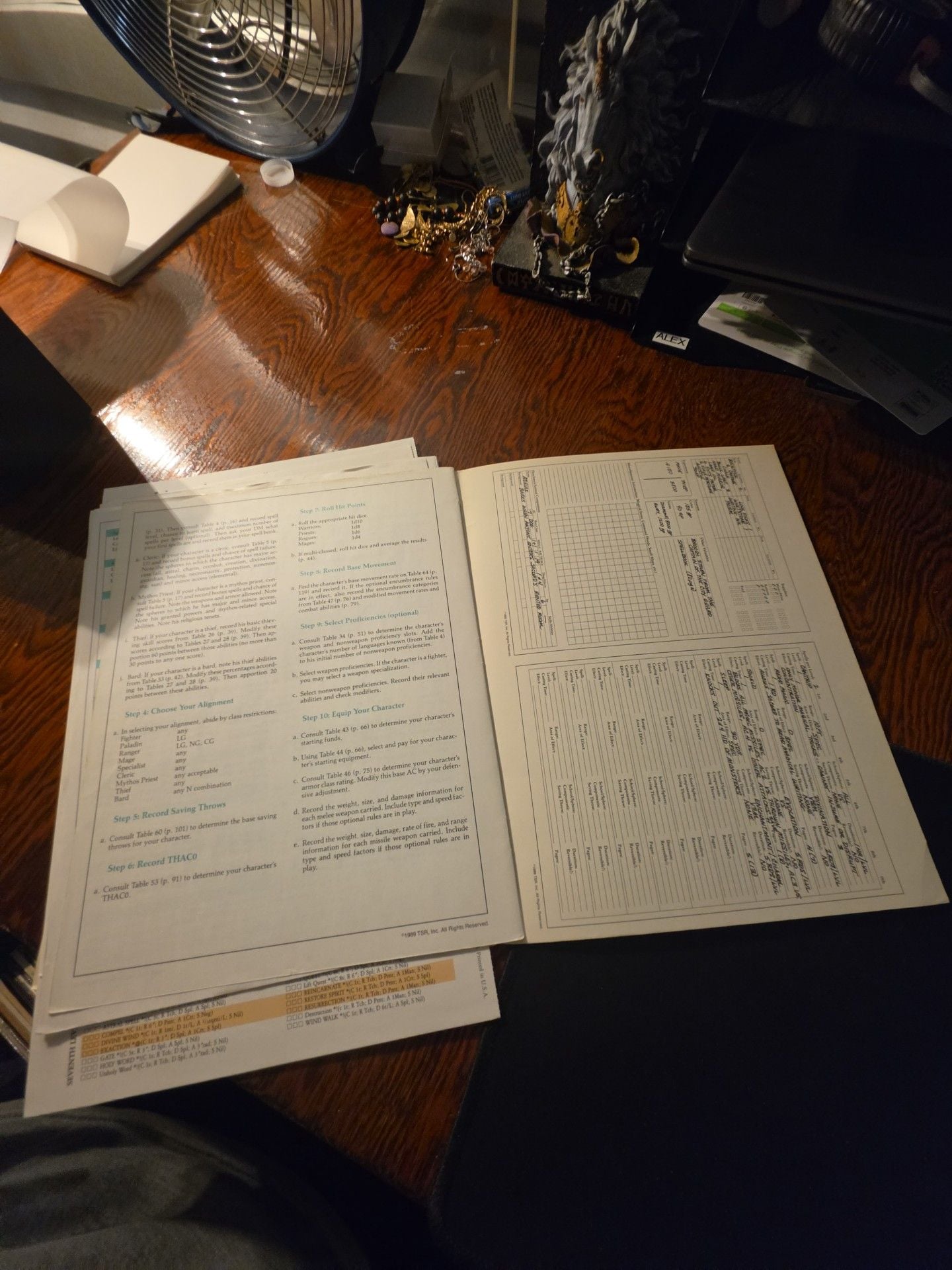 TSR Advanced Dungeons & Dragons 2nd Edition Character Record Sheets 8