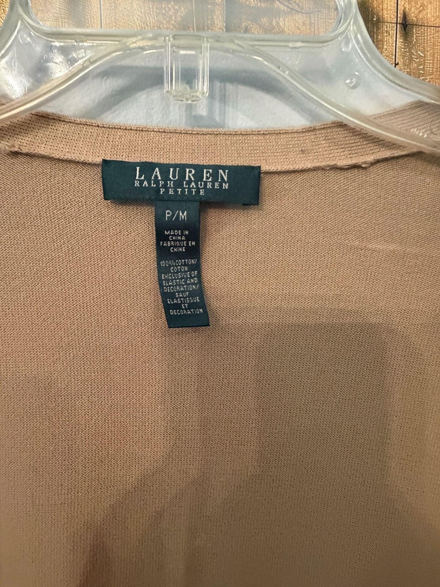 Lauren Ralph Lauren Cardigan Size P/M Tan Cotton Patch 3