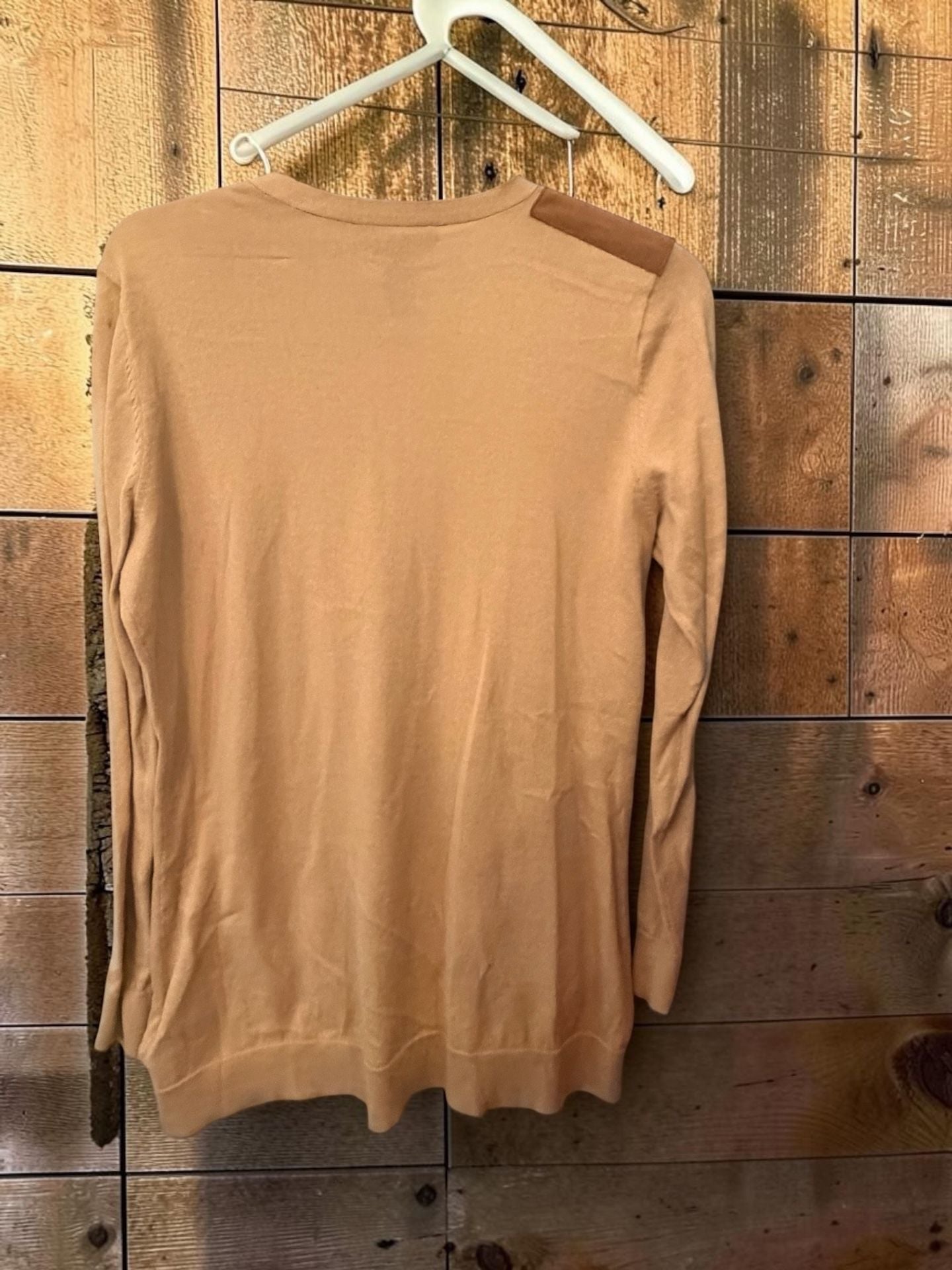 Lauren Ralph Lauren Cardigan Size P/M Tan Cotton Patch 5