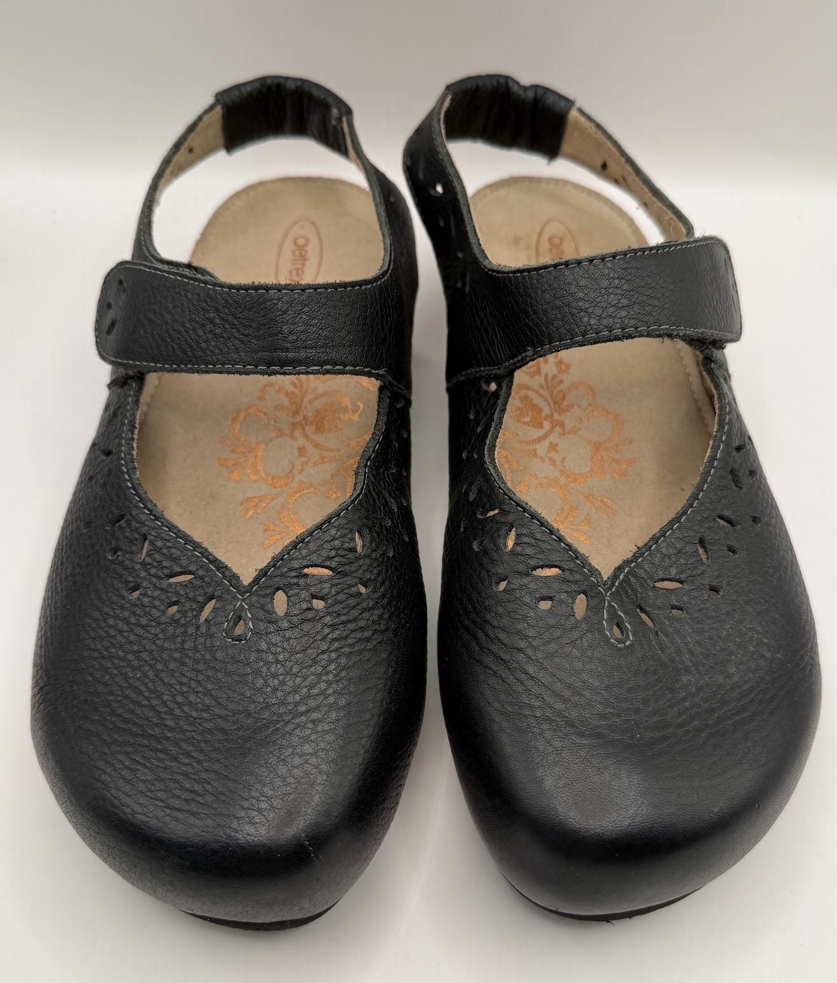 Aetrex SC900W Sandals Size 9.5 Black Leather Orthotic Slingback 2