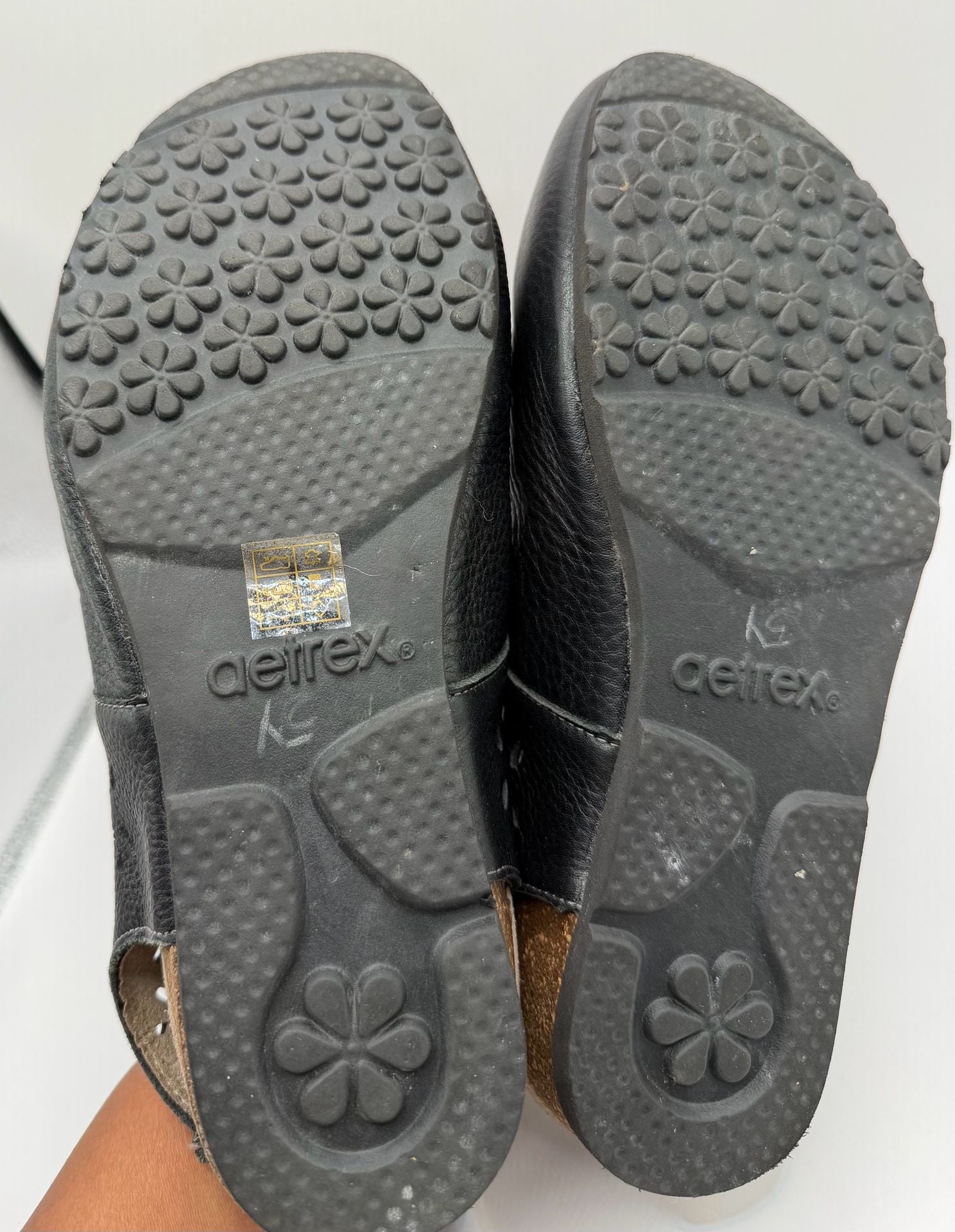 Aetrex SC900W Sandals Size 9.5 Black Leather Orthotic Slingback 5