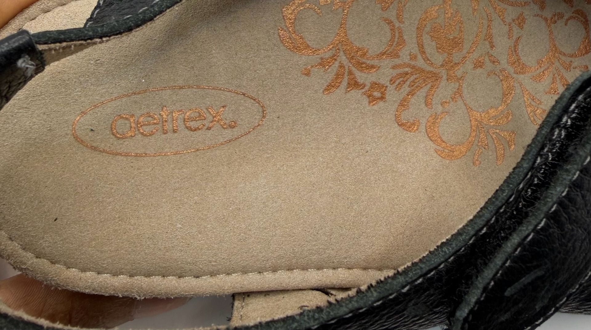 Aetrex SC900W Sandals Size 9.5 Black Leather Orthotic Slingback 7