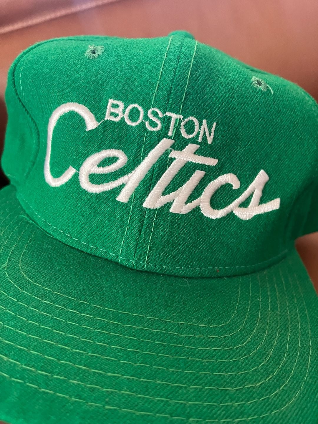 USA Made Boston Celtics Script Vintage 80s Wool Snapback Hat 11