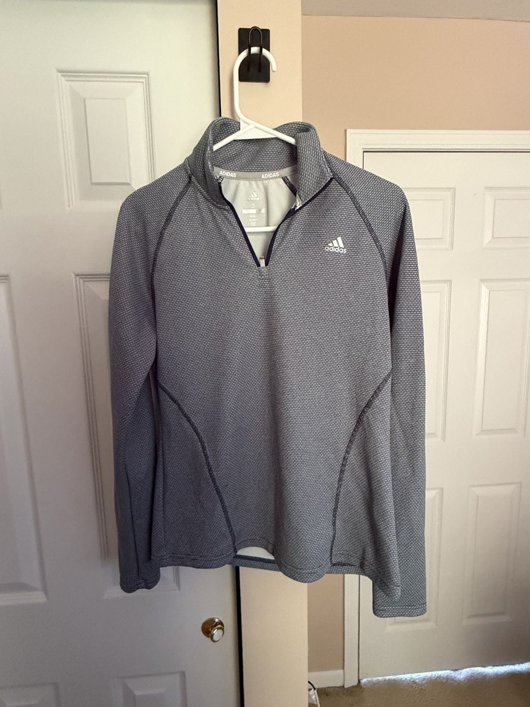 Adidas Golf Quarter Zip Size S Gray/Blue Textured Pullover 2