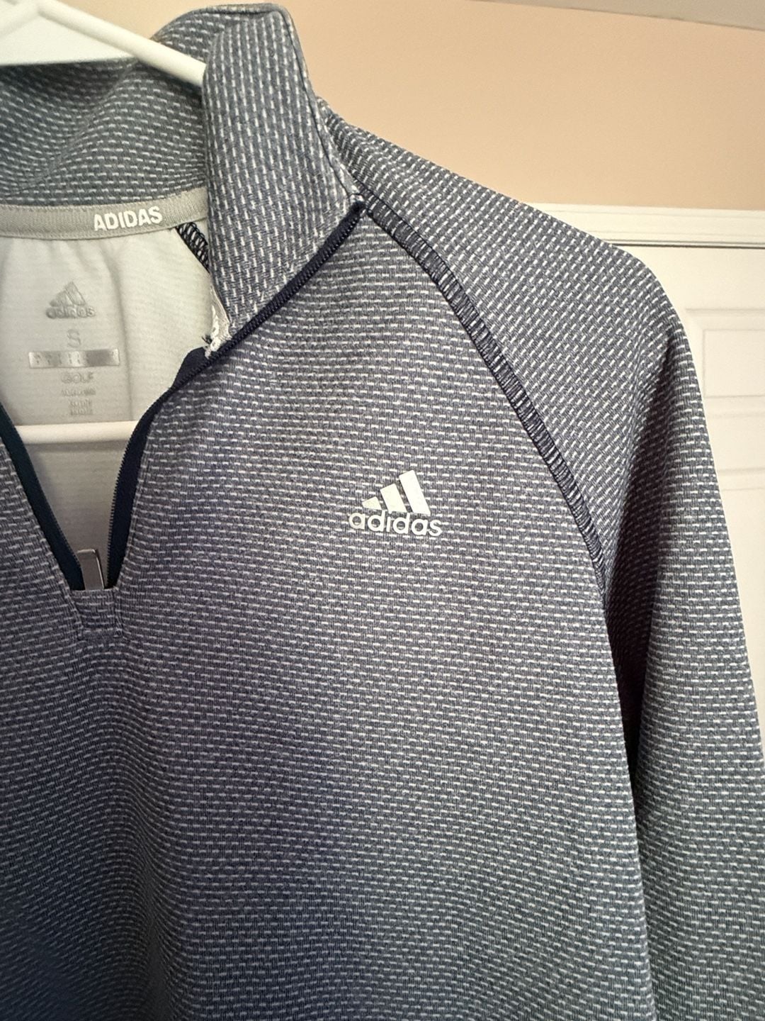 Adidas Golf Quarter Zip Size S Gray/Blue Textured Pullover 3