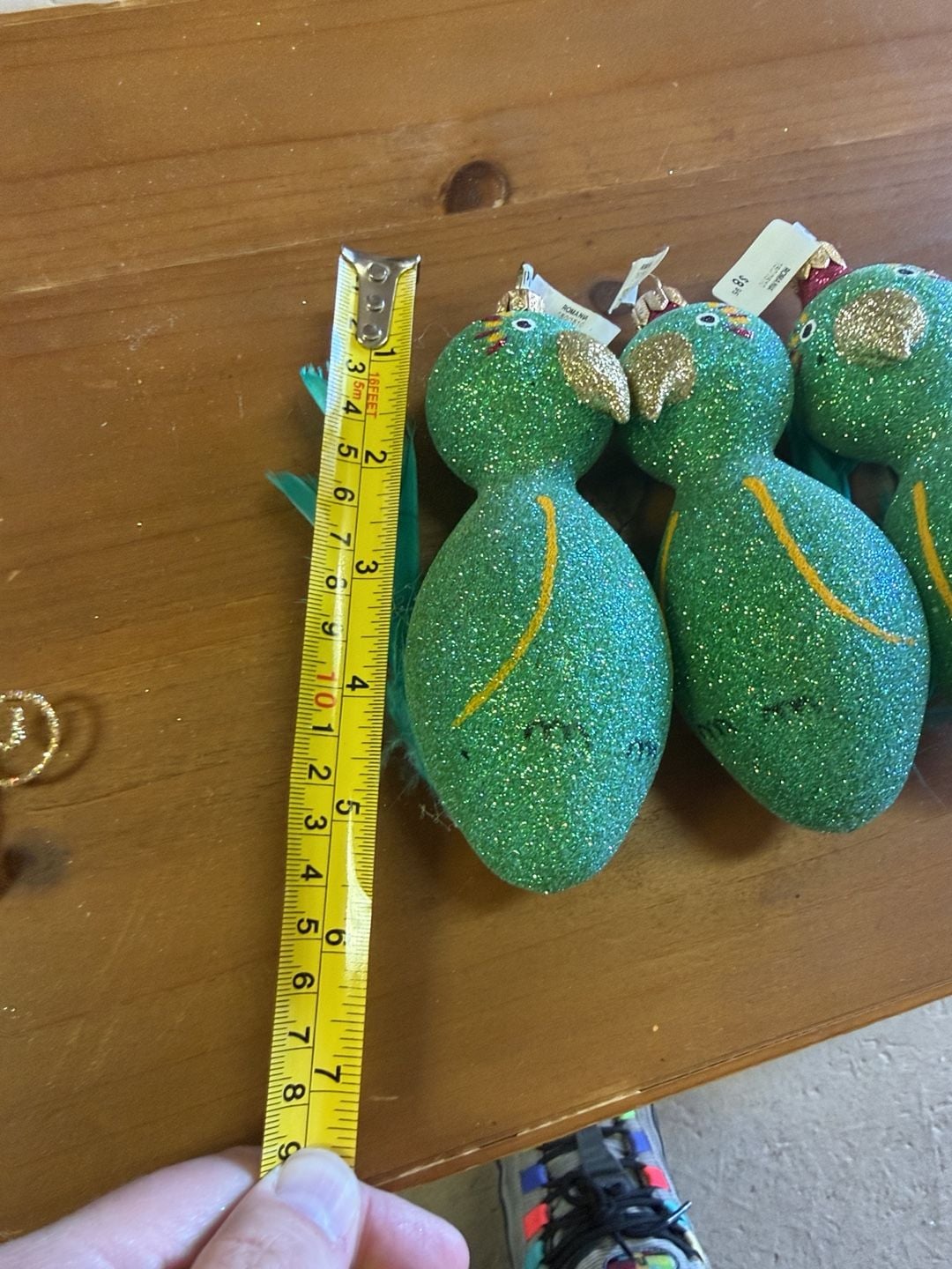 Romania Glass Glitter Parrot Bird Christmas Ornament Set Of 3 5