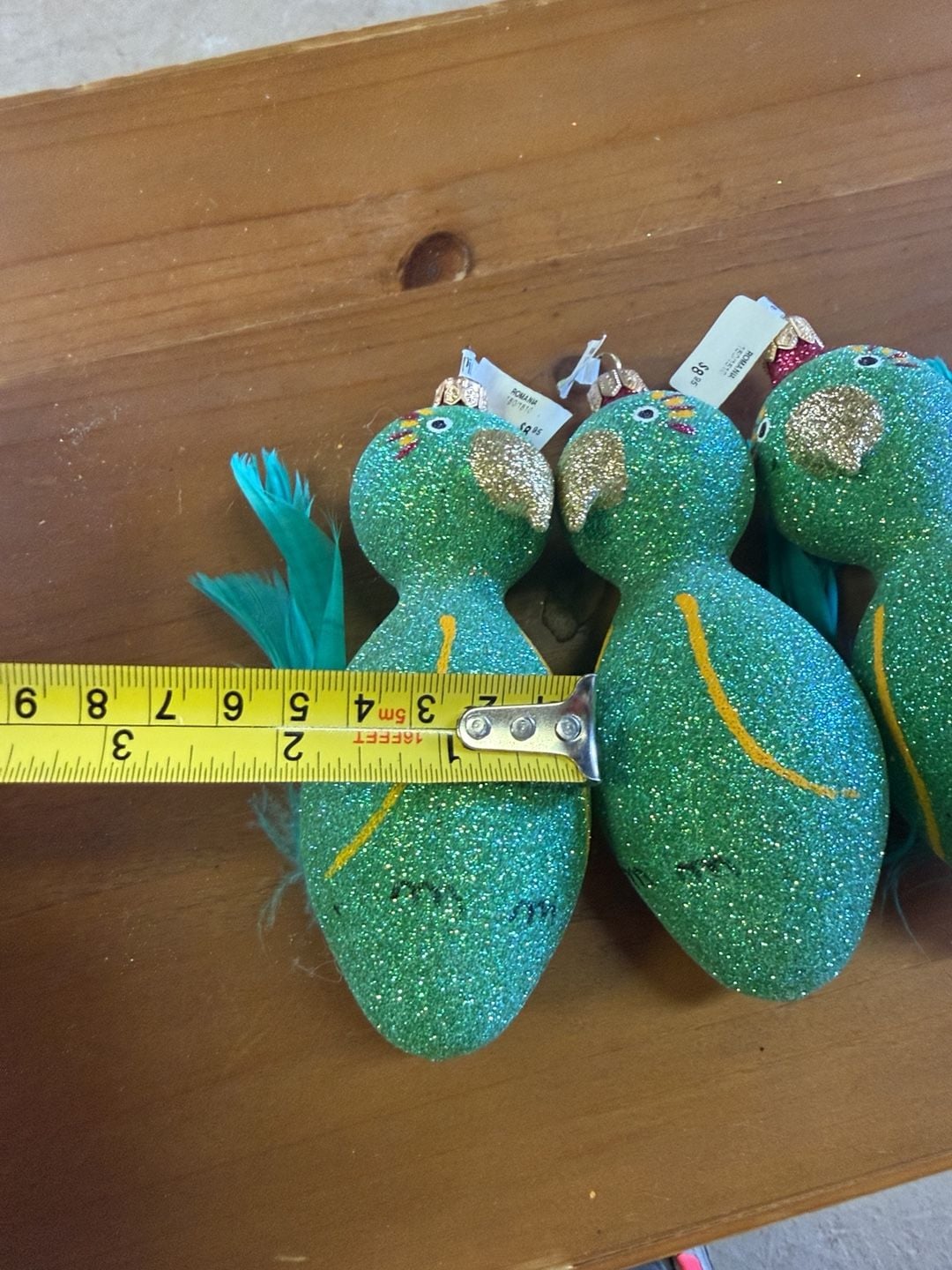 Romania Glass Glitter Parrot Bird Christmas Ornament Set Of 3 6