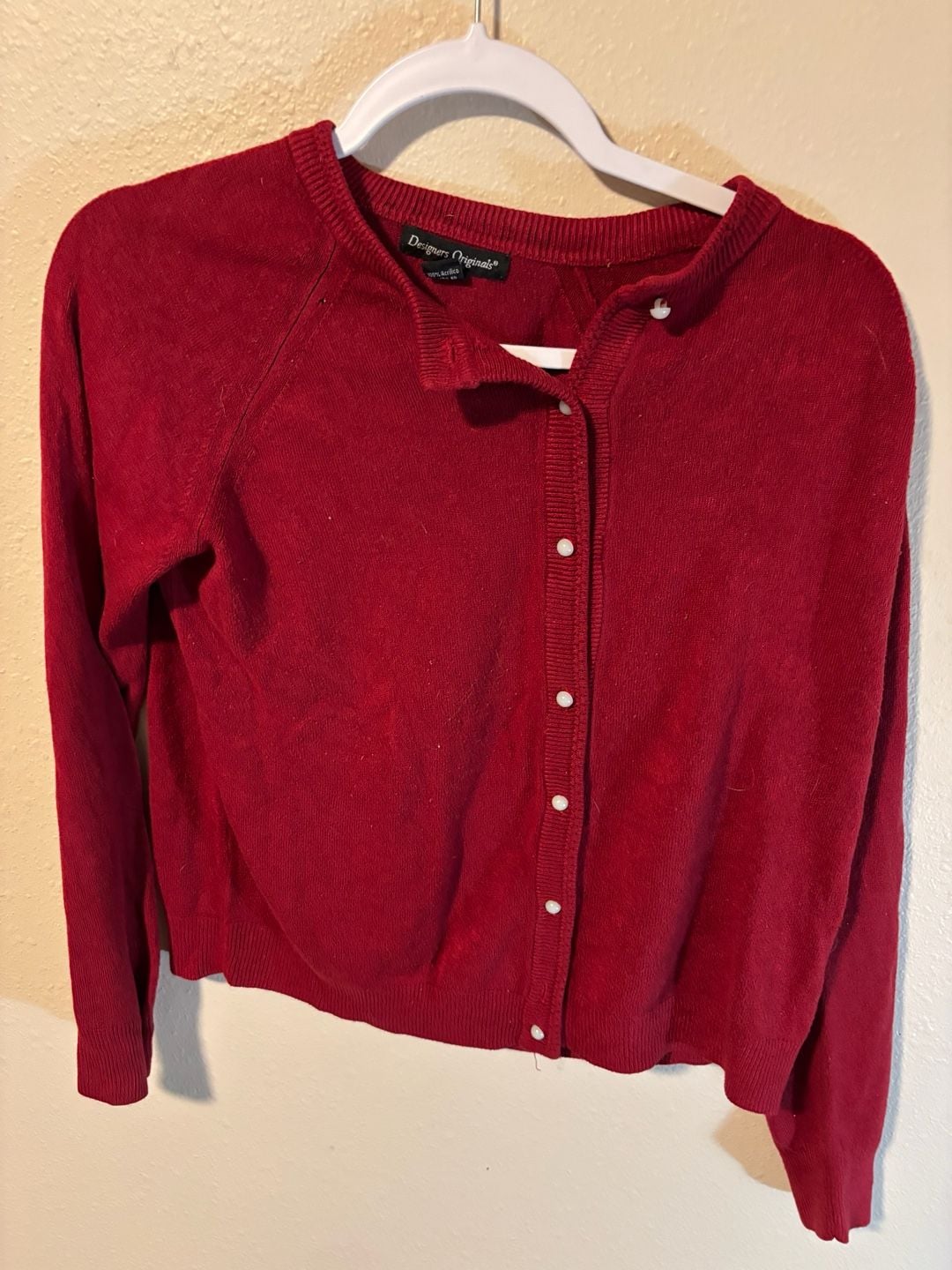Designers Originals Cardigan Size L Red Acrylic Sweater 2