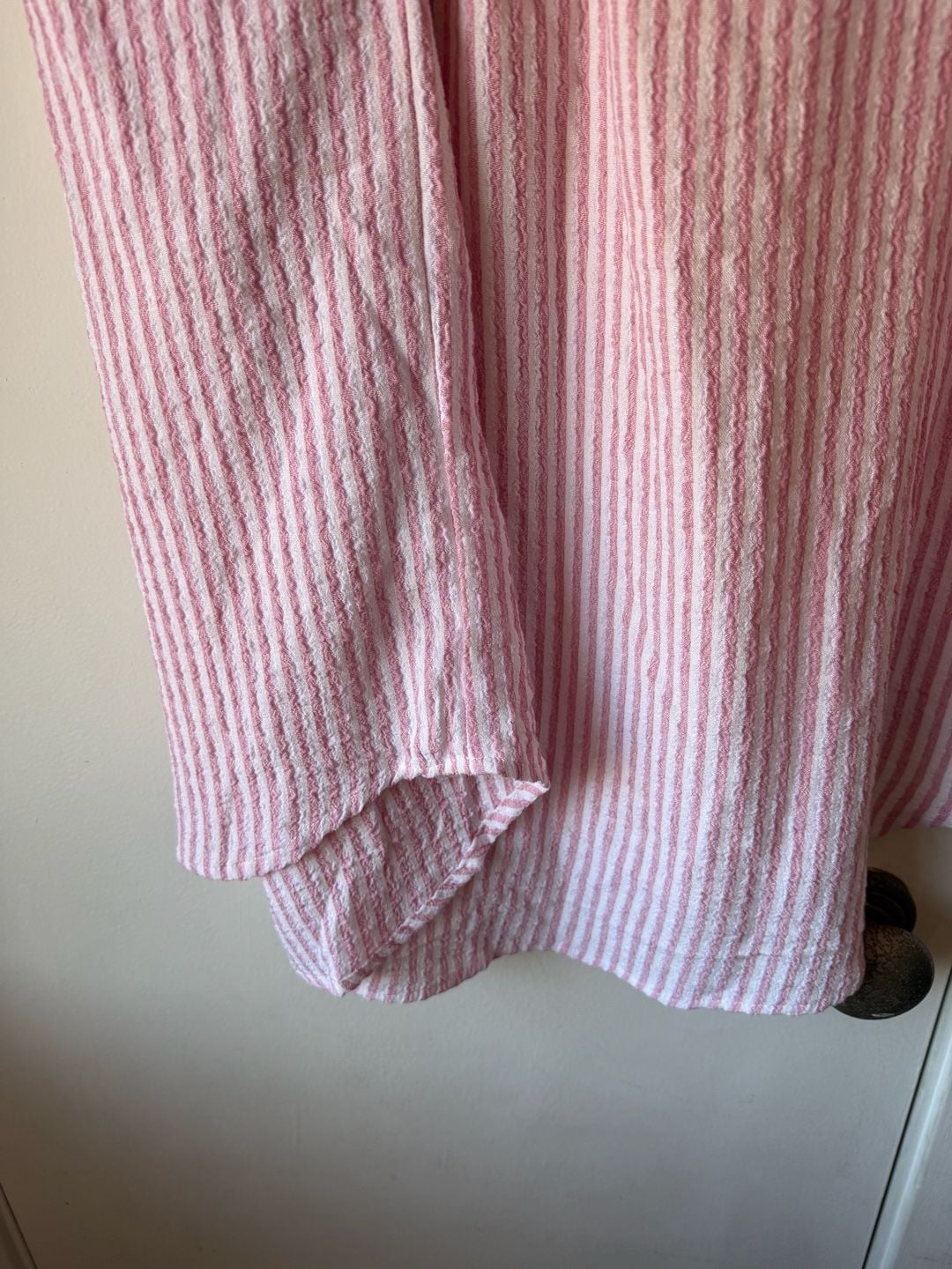 Jane & Delancey Button-Up Shirt Size XL Pink White Striped Short Sleeve 5