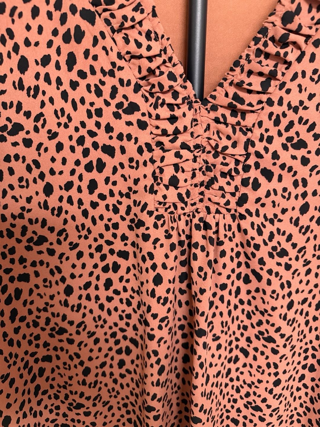 Ophelia Roe Leopard Mini Dress Size XL Ruffle V-Neck/159 3