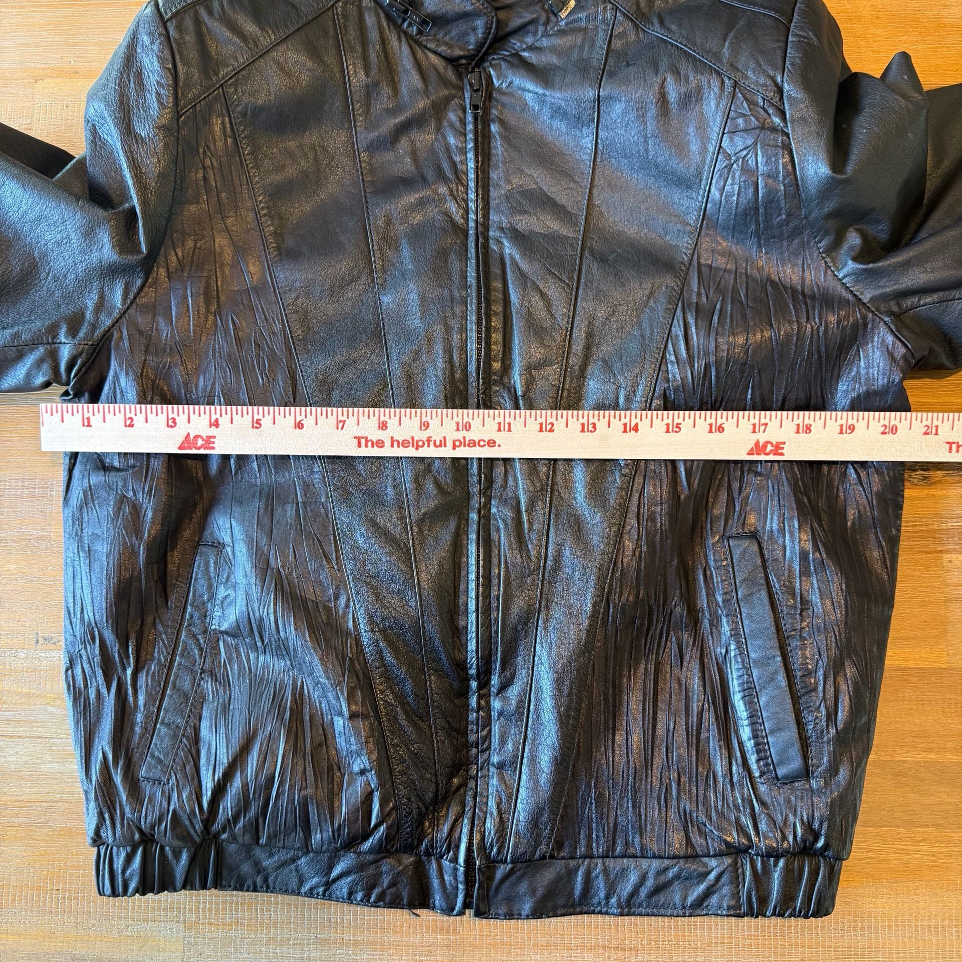 Bullskins Leather Jacket Size 10 Black Full Zip Genuine Leather 7