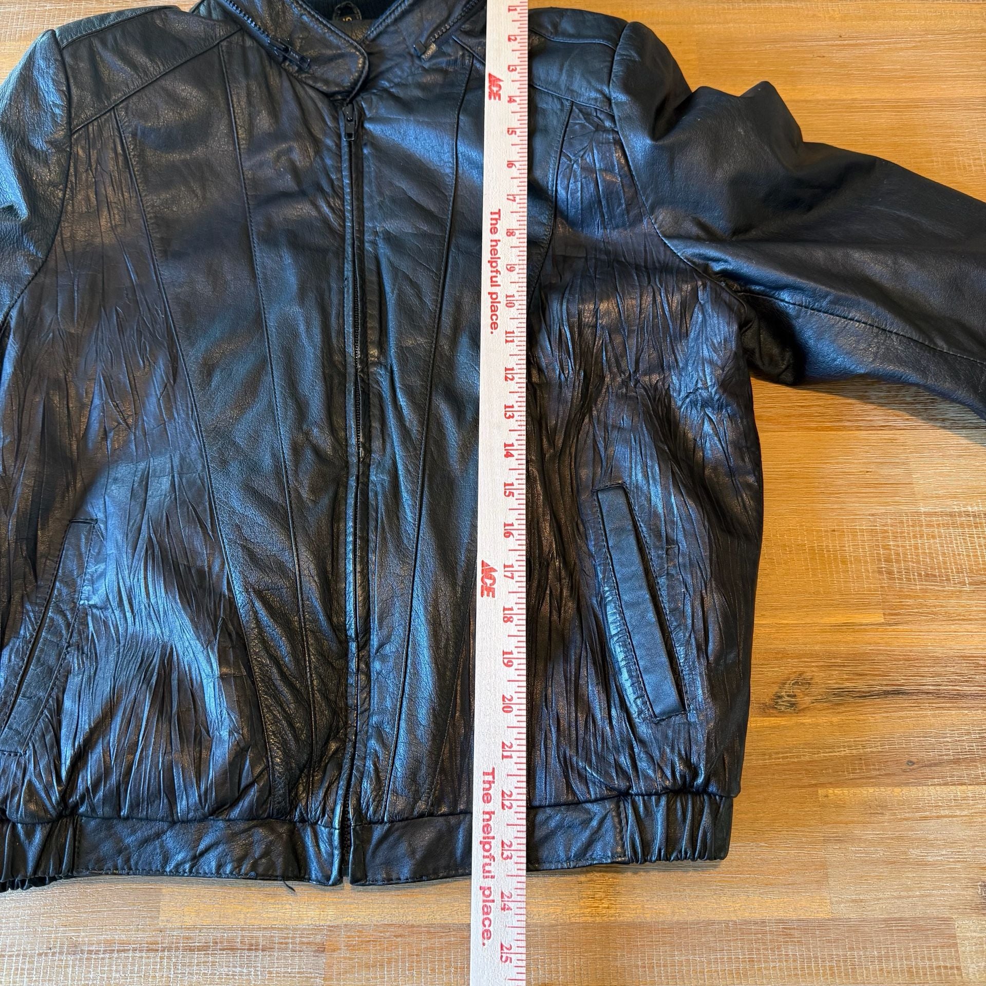 Bullskins Leather Jacket Size 10 Black Full Zip Genuine Leather 8