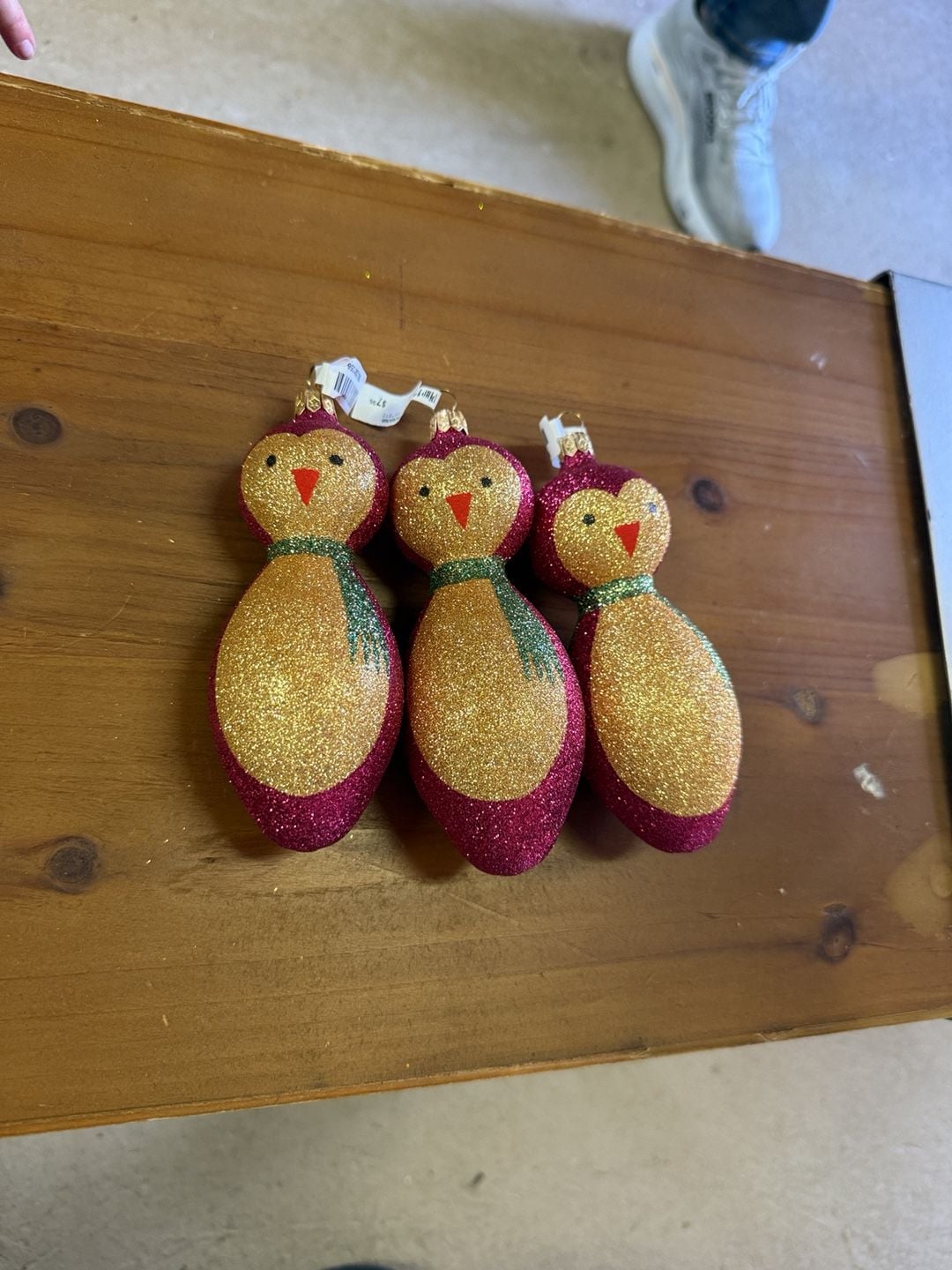 ROMANIA Glitter Bird Christmas Tree Ornaments Set of 3 1