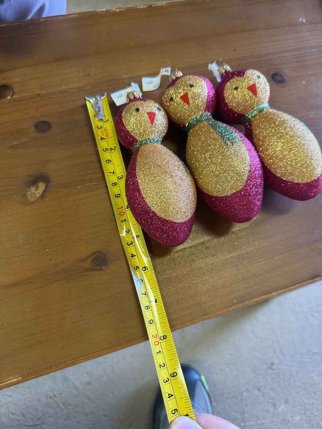 ROMANIA Glitter Bird Christmas Tree Ornaments Set of 3 6