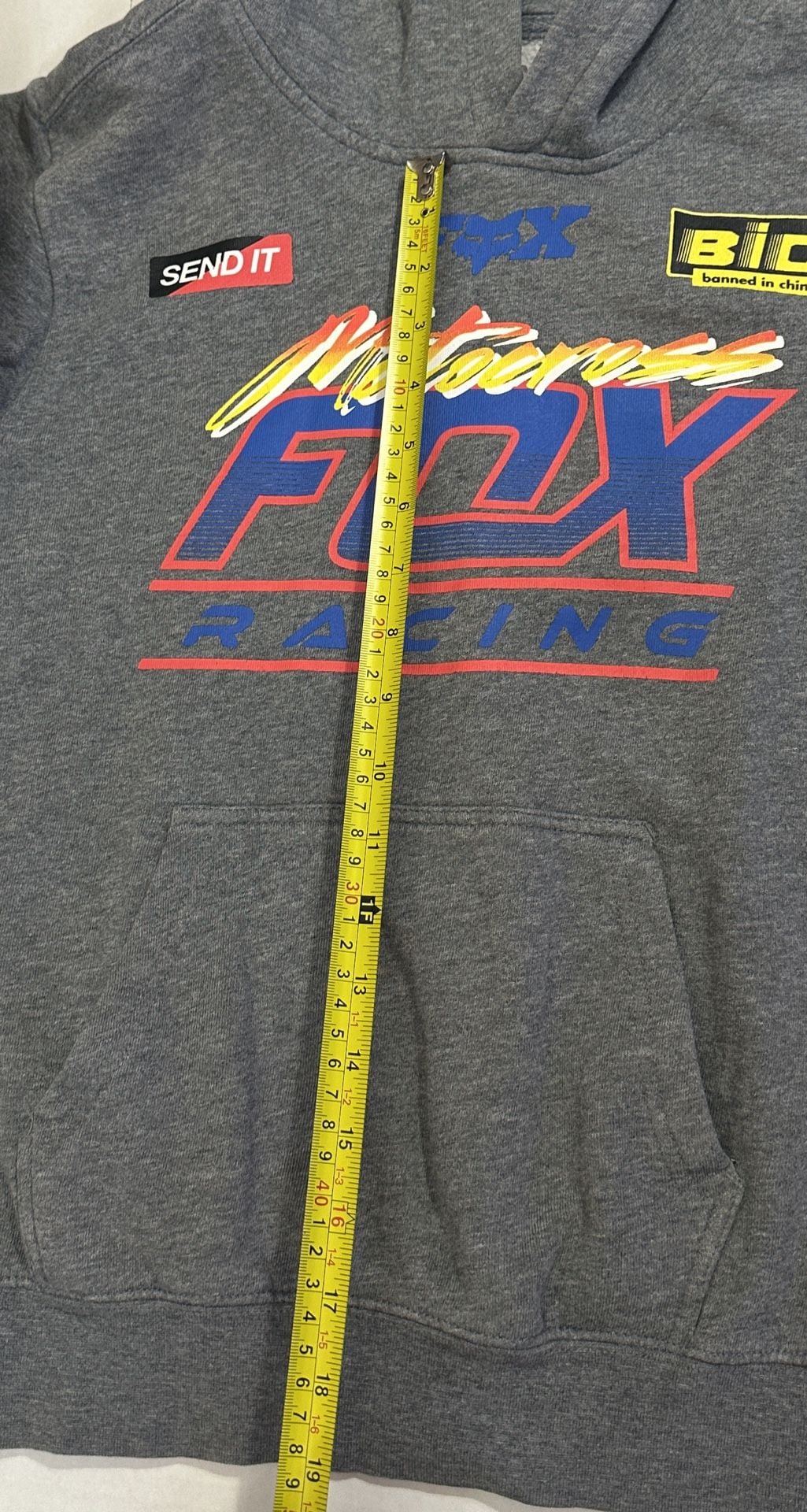 Fox Racing Motocross Graphic Hoodie Size YL Gray Youth Large Pullover 8
