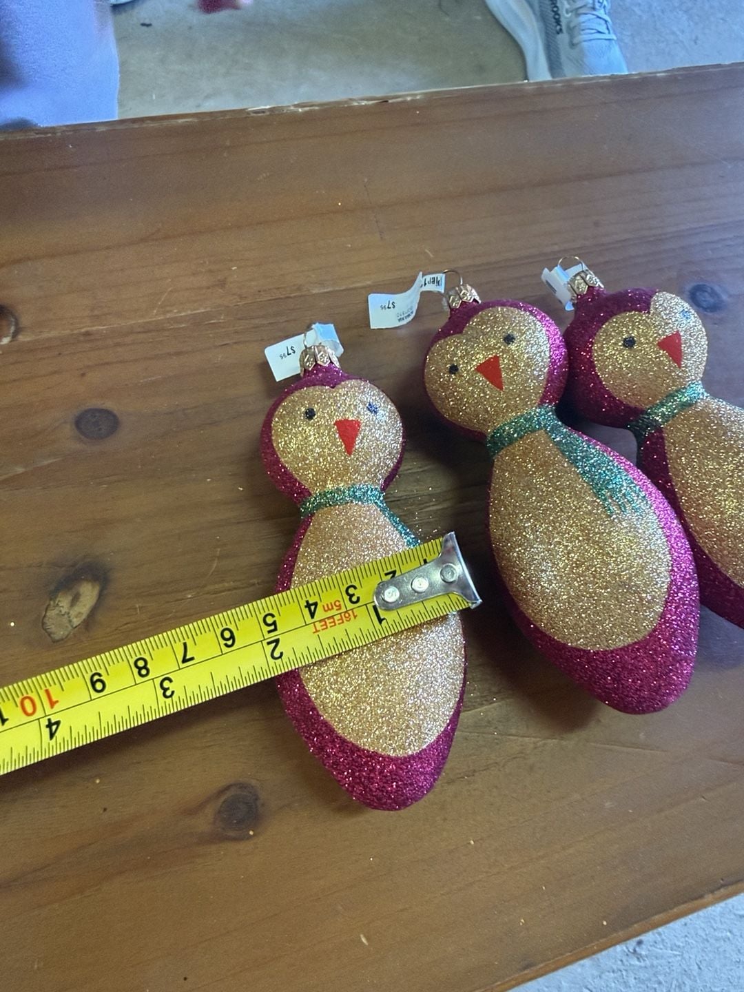 ROMANIA Glitter Bird Christmas Tree Ornaments Set of 3 7