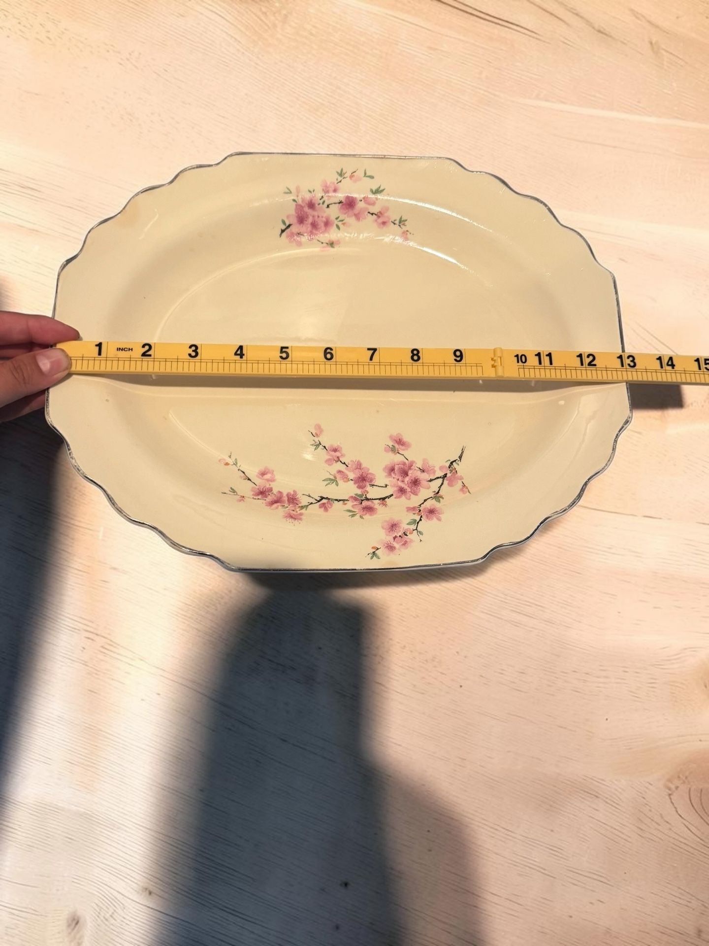W. S. George Lido Canarytone Pink Floral Serving Platter 3